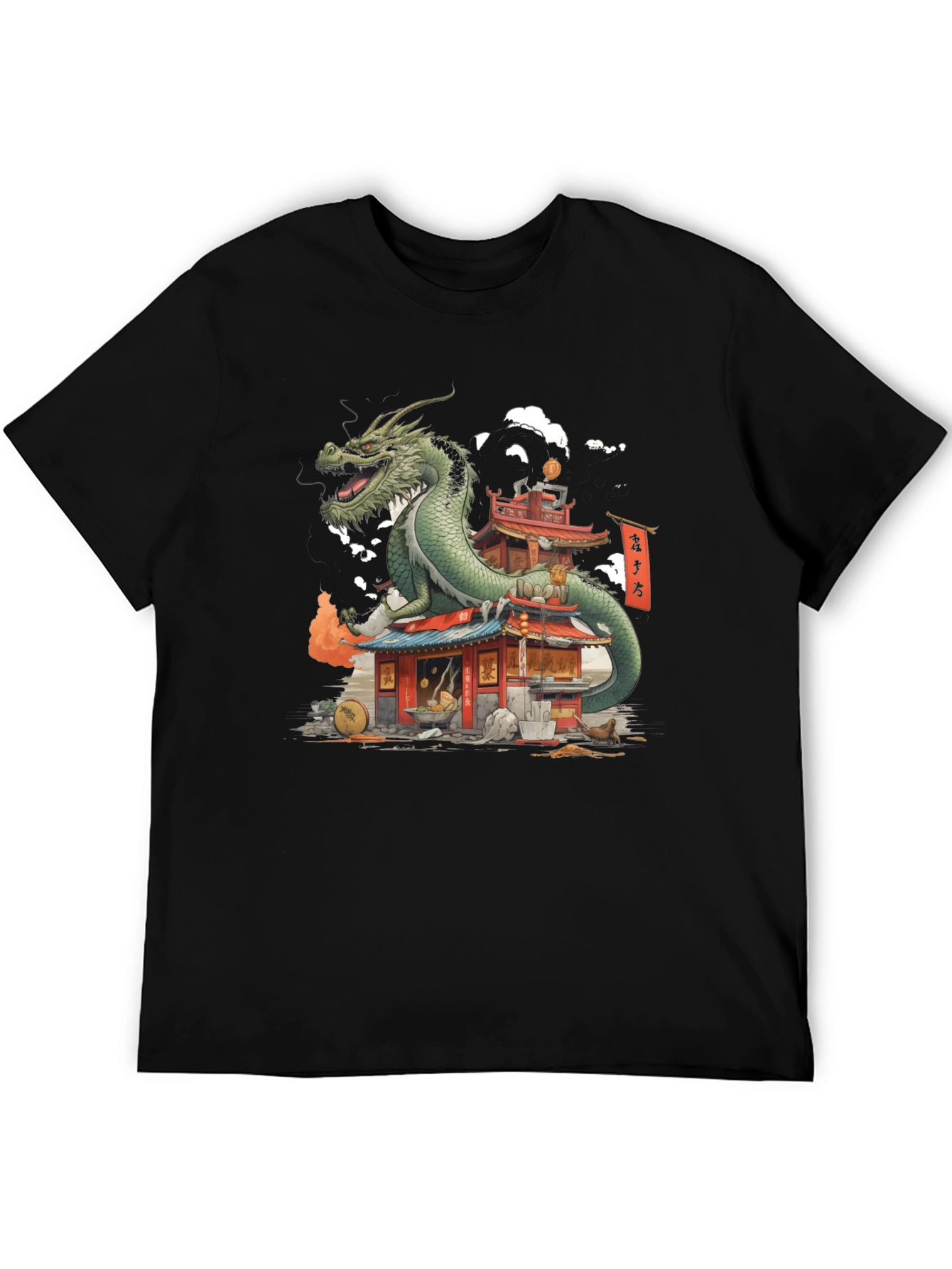 Black Dragon Pagoda Graphic Tee - Asian Inspired view 5