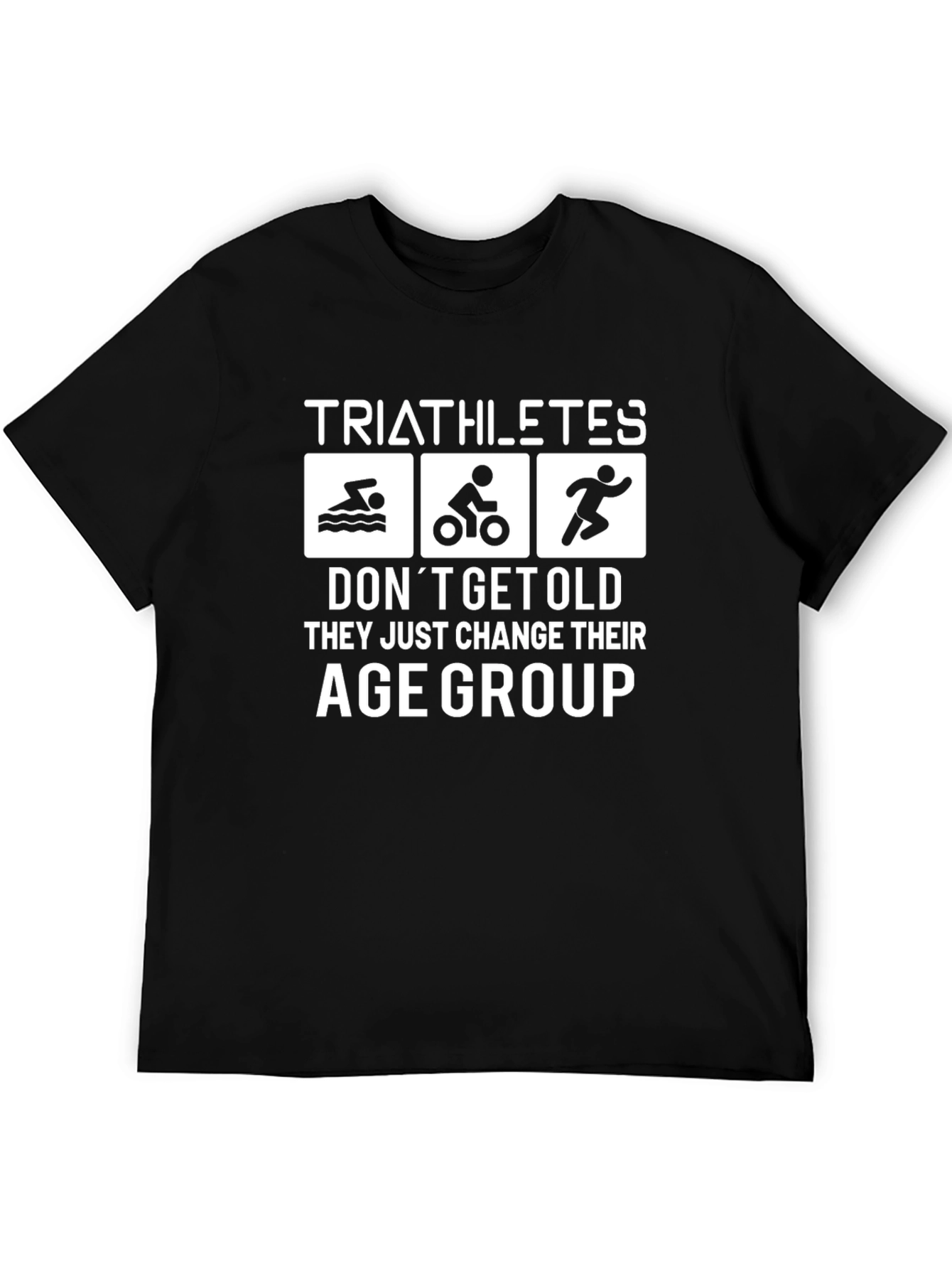 Black Triathlete Age Group T-Shirt Funny Gift view 5
