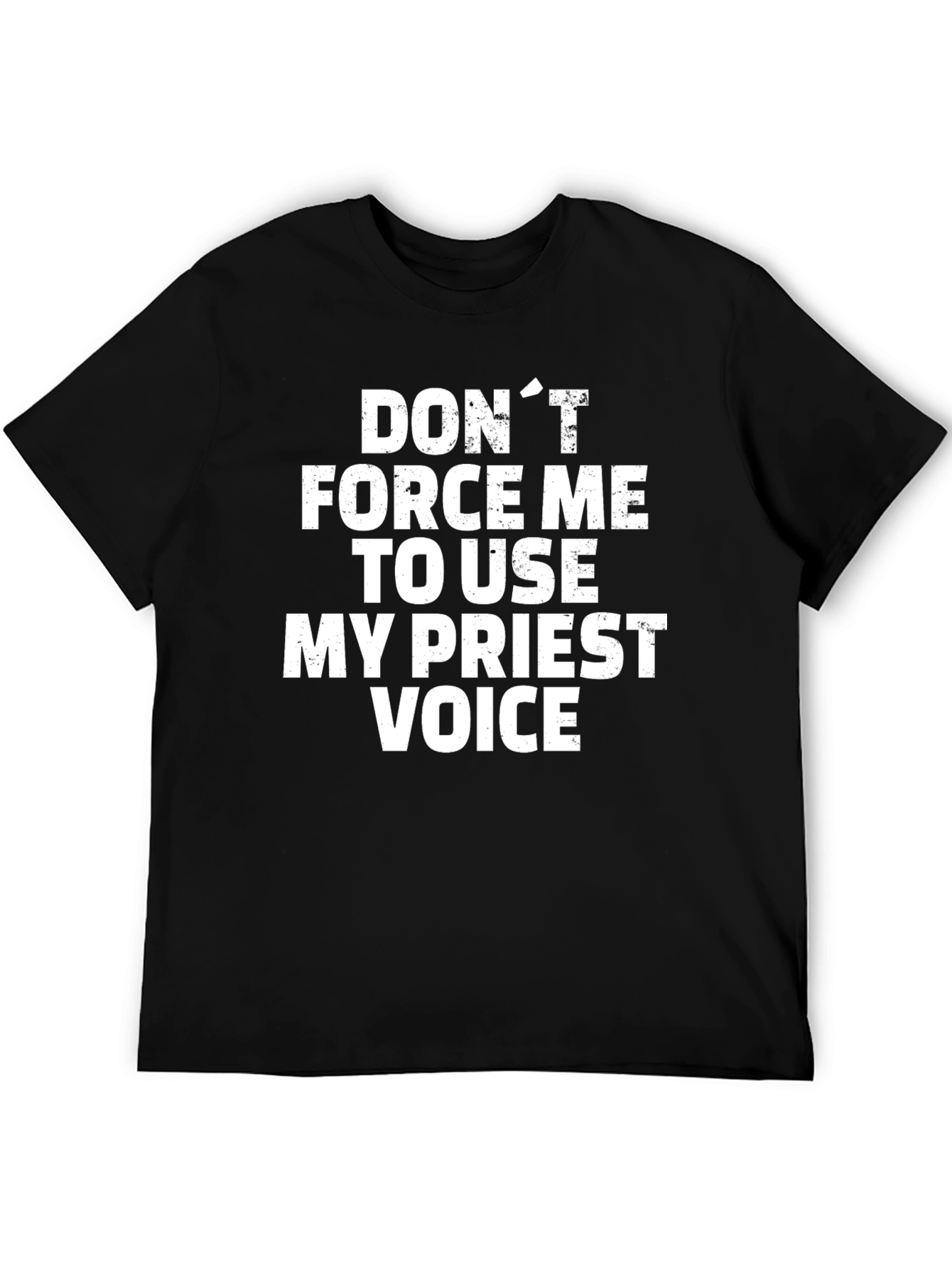 Black Funny Priest Voice T-Shirt view 5