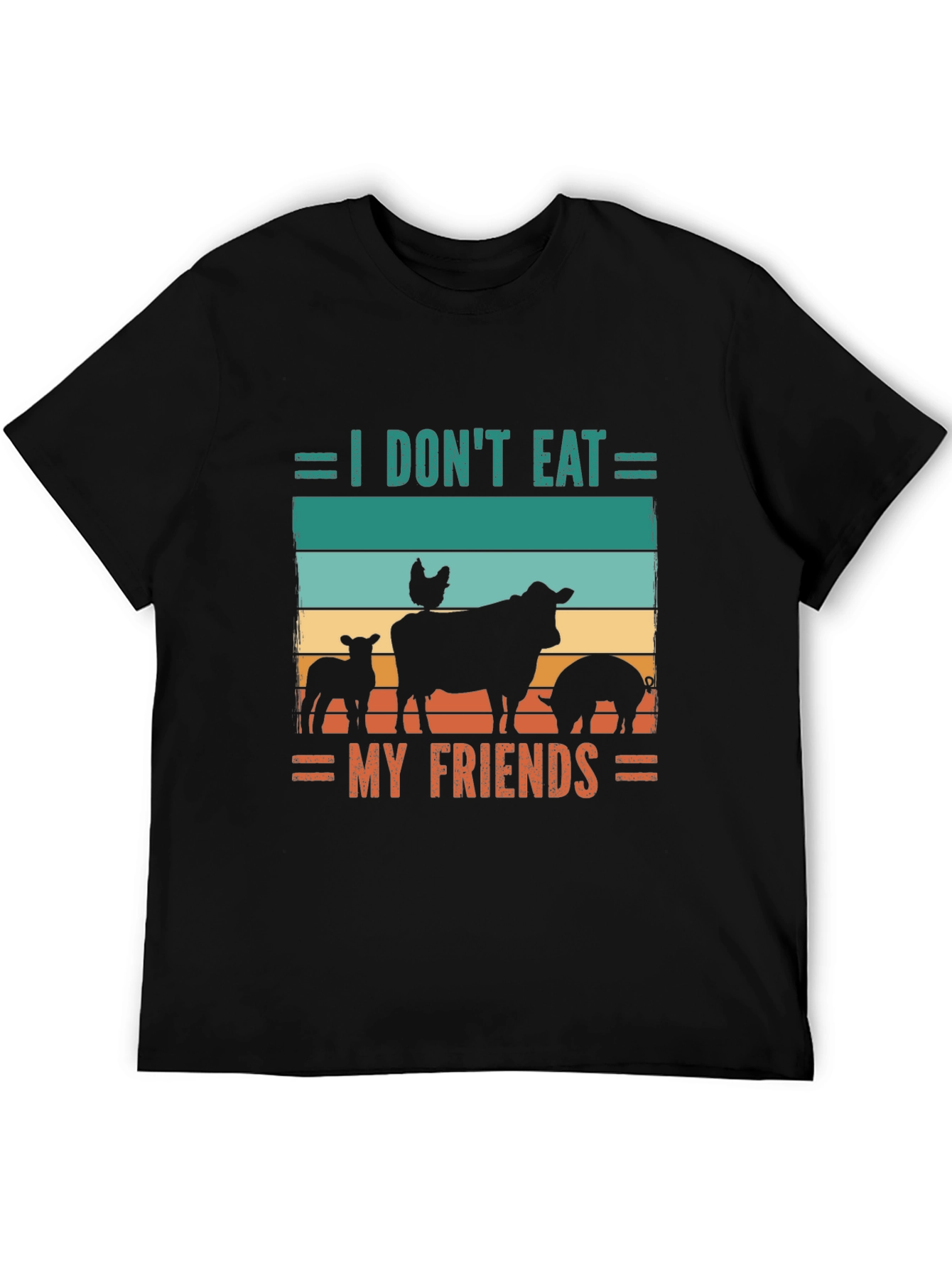 Black Vegan T-Shirt - I Don't Eat My Friends view 5