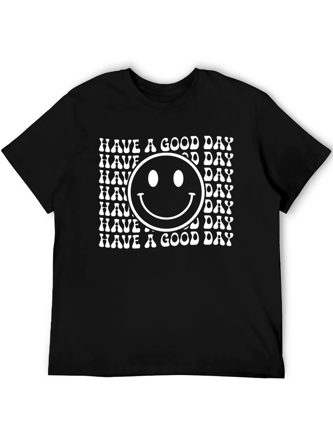 Black Retro Smiley Face Graphic T-Shirt - Have a Good Day! view 5