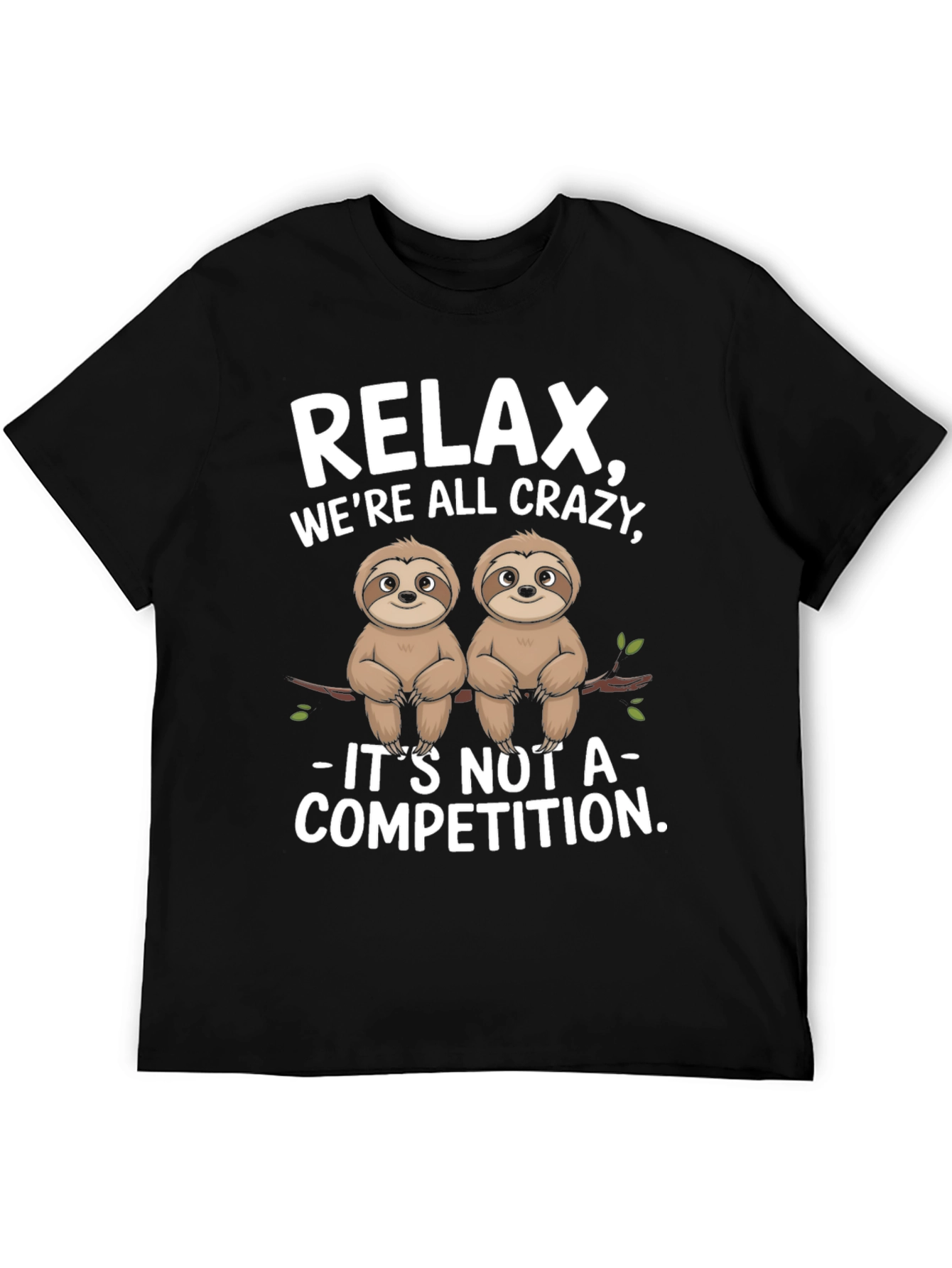 Black Relax We're All Crazy Sloth Graphic Tee view 5
