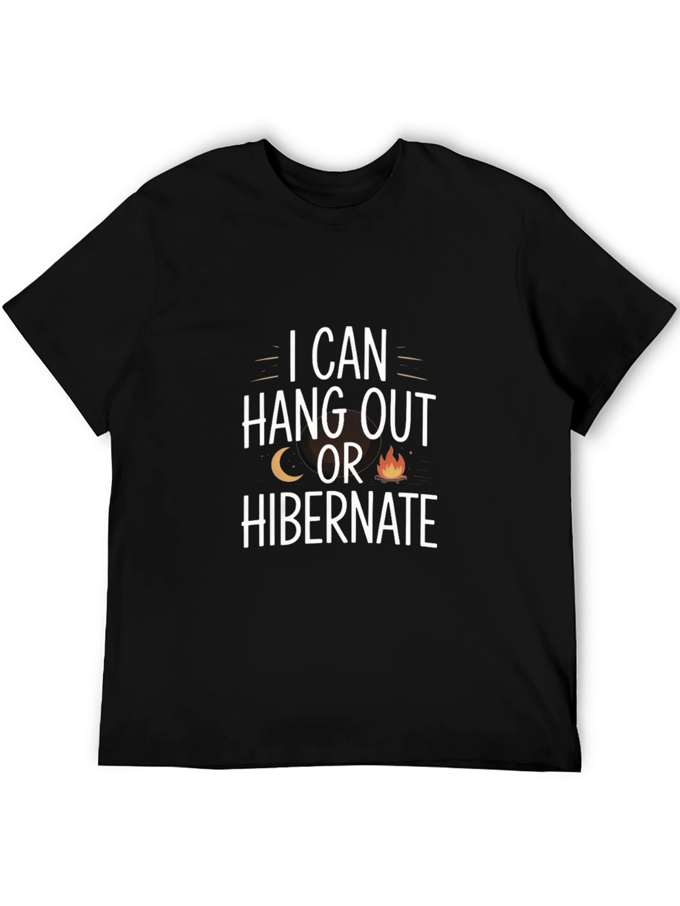 Black I Can Hang Out or Hibernate Graphic Tee view 5