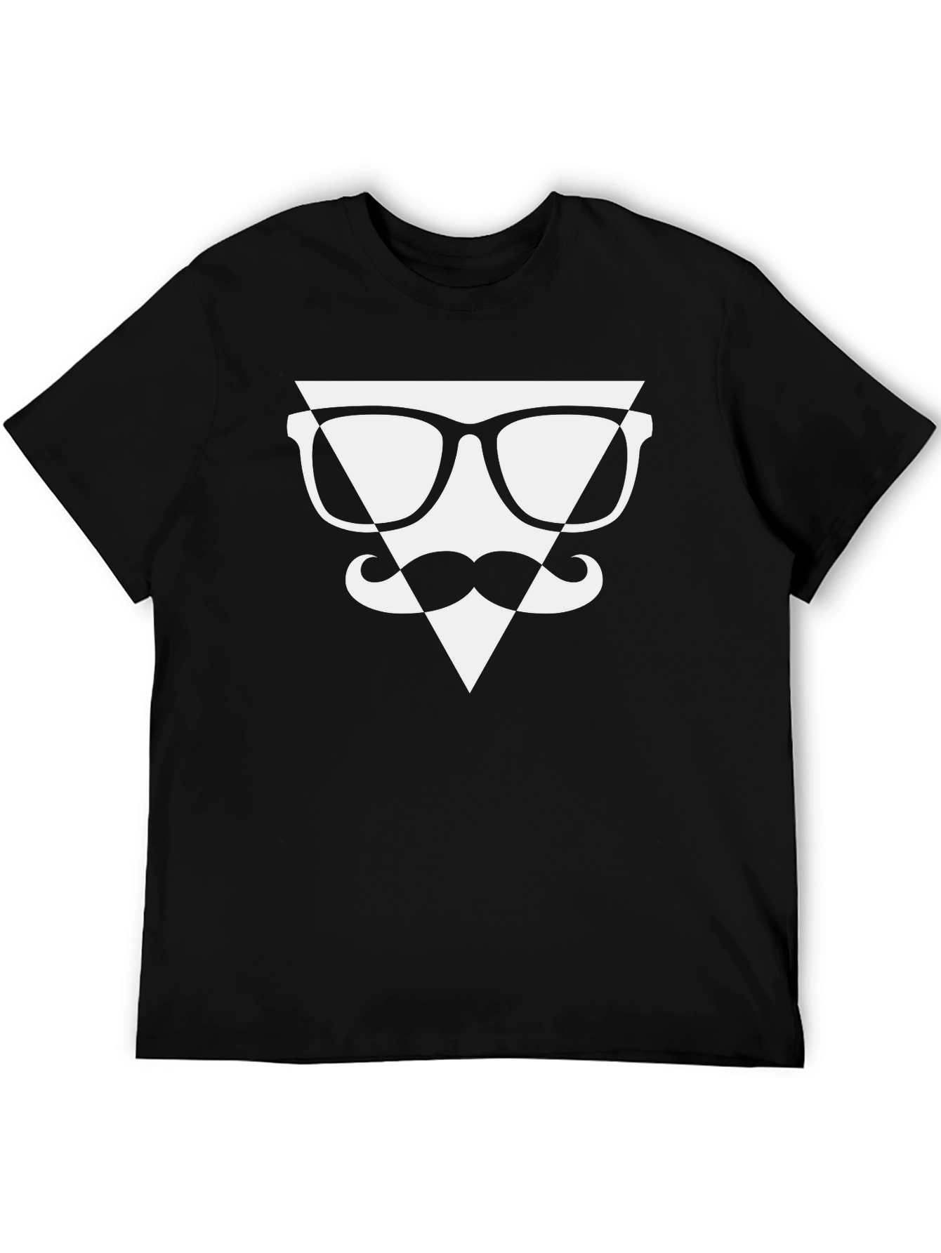 Black Hipster Glasses & Moustache Graphic T-Shirt view 5