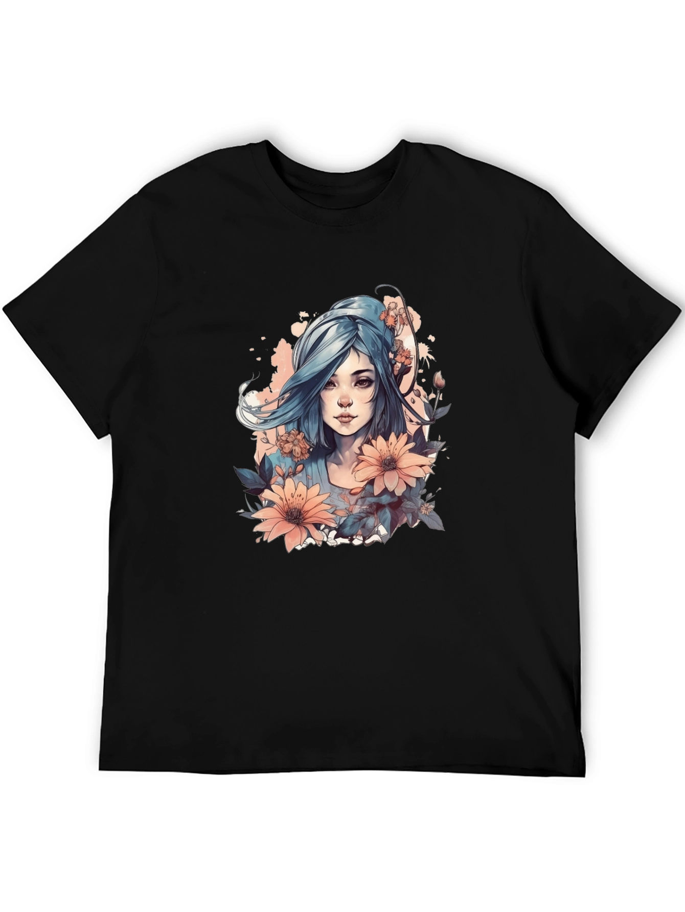 Black Floral Woman Graphic Tee - Stylish and Unique Design view 5