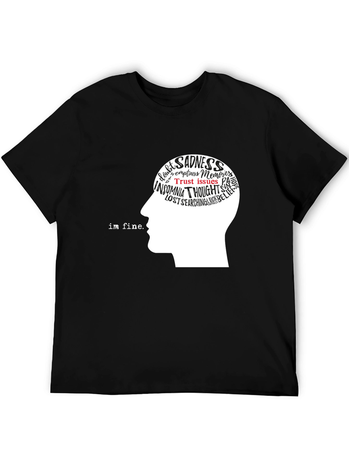 Black Mindful Expression T-Shirt - Inner Thoughts Graphic Tee view 5