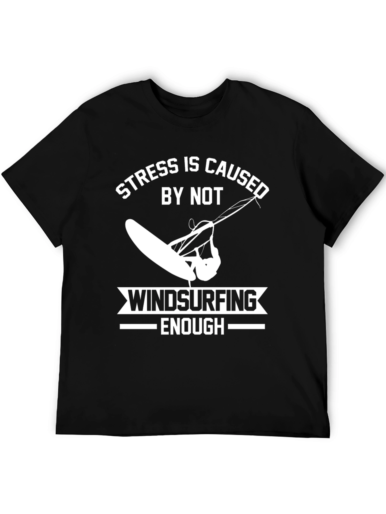 Black Windsurfing T-Shirt - Stress Relief Design view 5