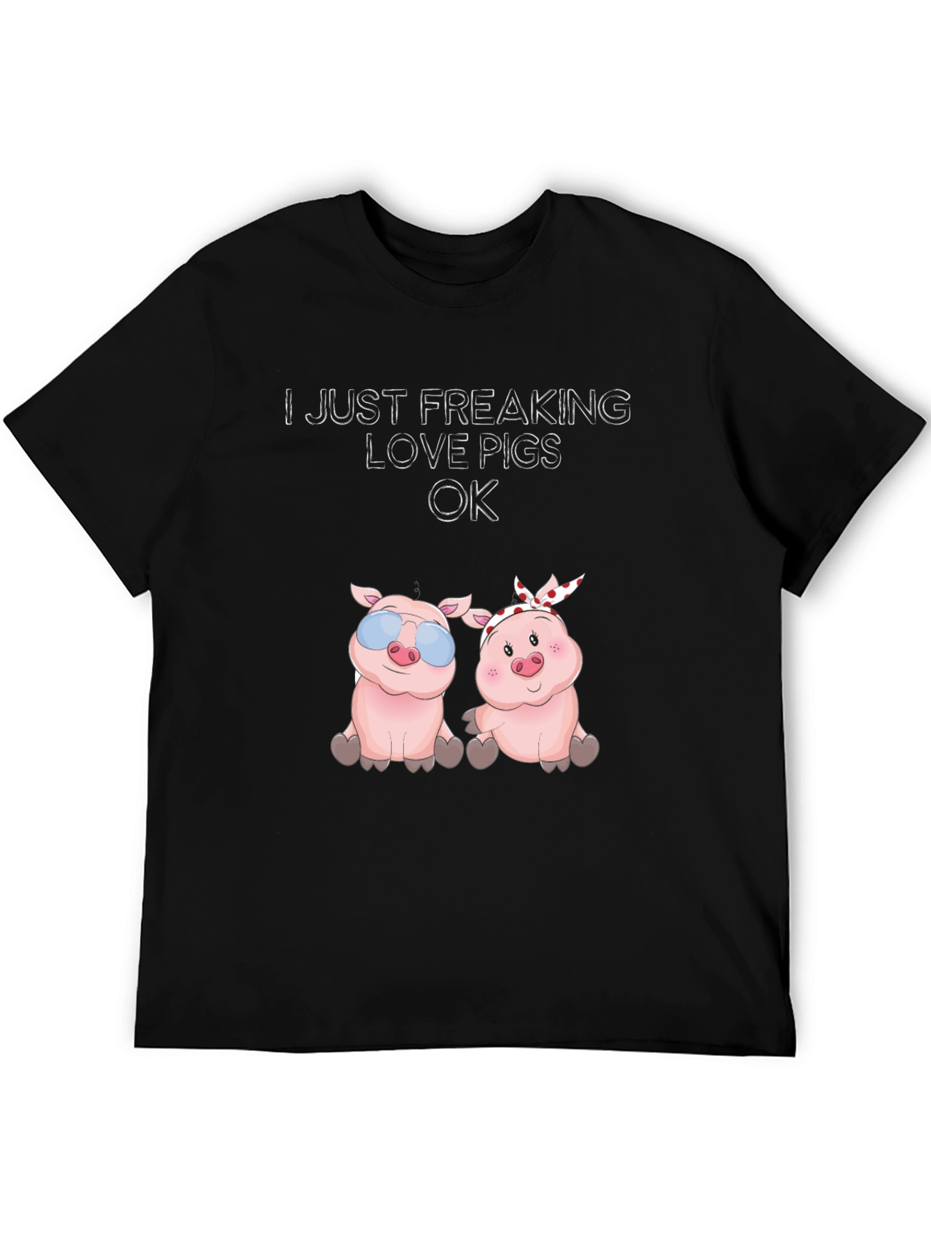 Black Funny Pig Lover T-Shirt view 5