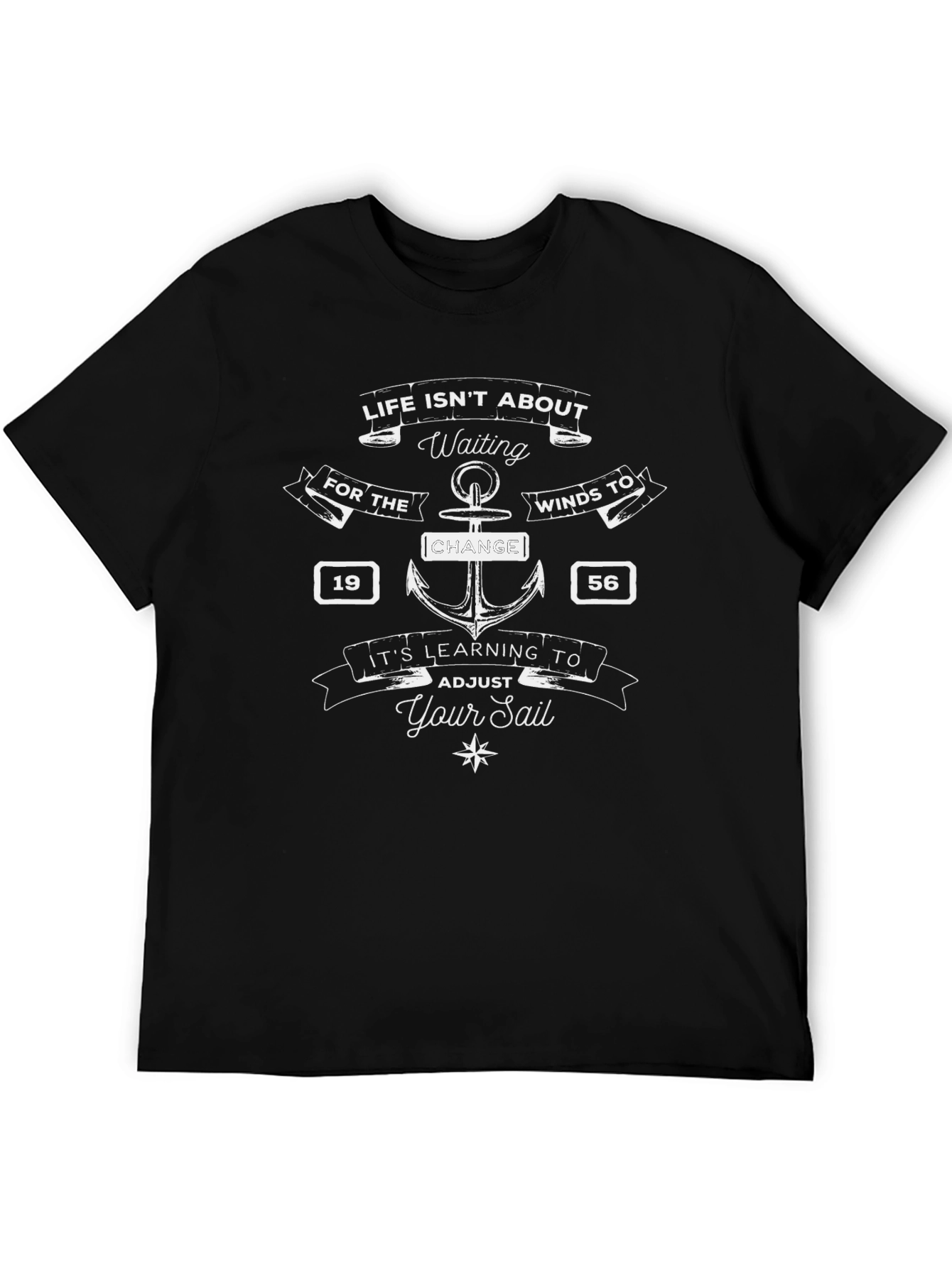 Black Inspirational Sailing T-Shirt - Adjust Your Sail view 5