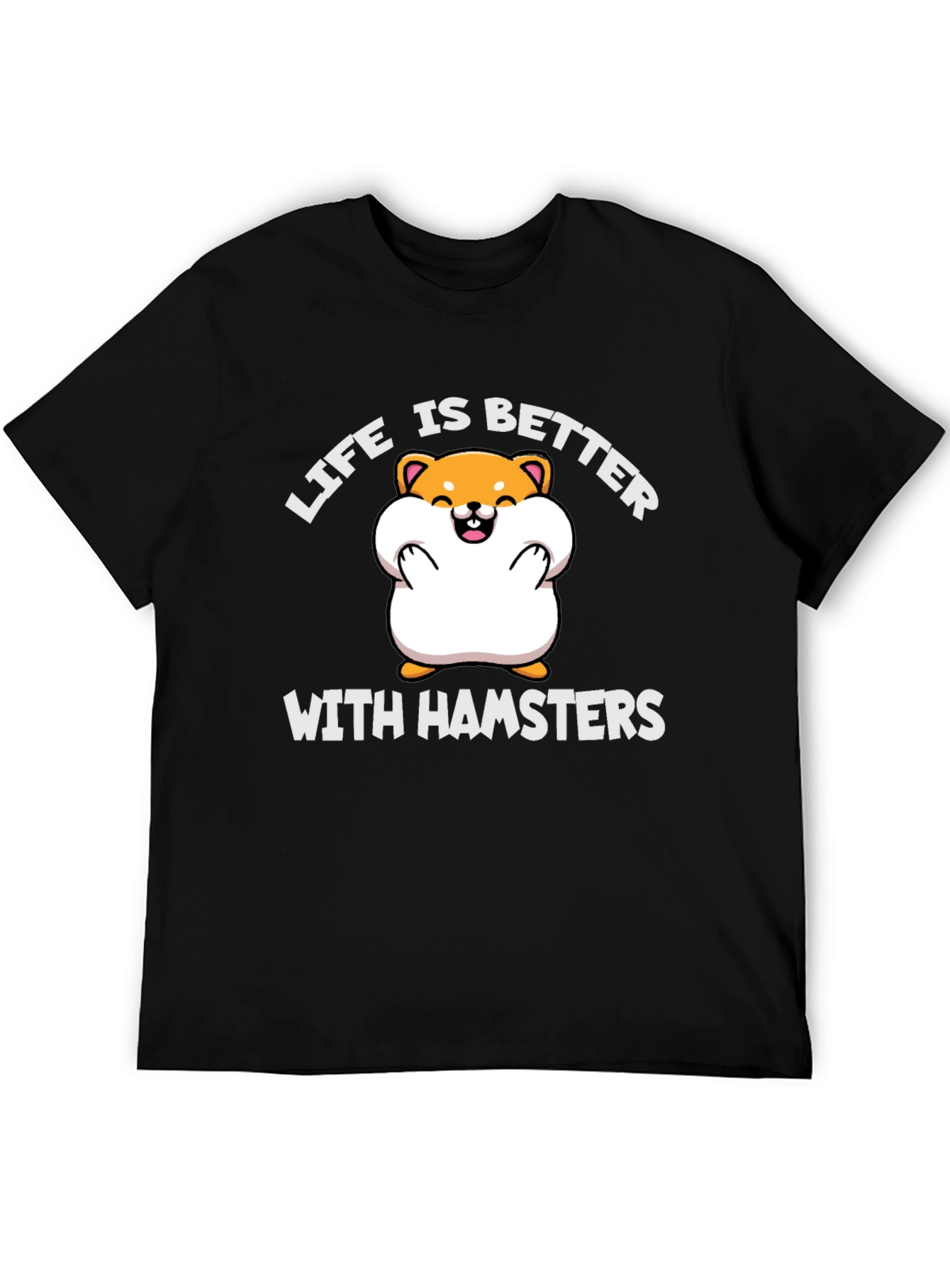 Black Hamster Lover Tee: Life is Better with Hamsters T-Shirt view 5