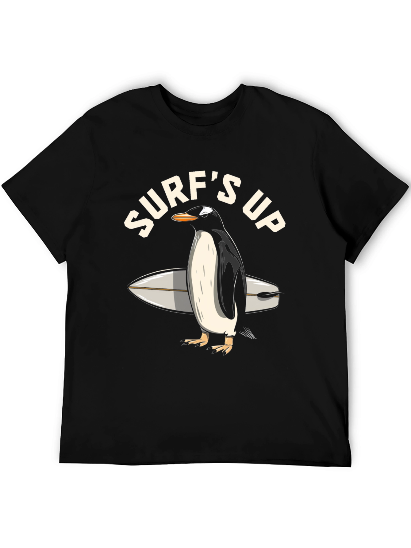 Black Surf's Up Penguin Graphic T-Shirt view 5