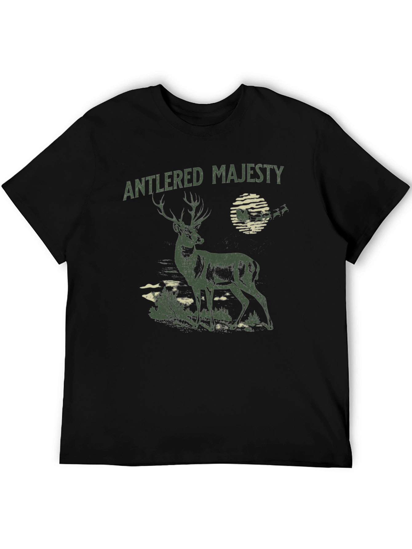 Black Antlered Majesty Graphic Tee - Black Cotton T-Shirt view 5