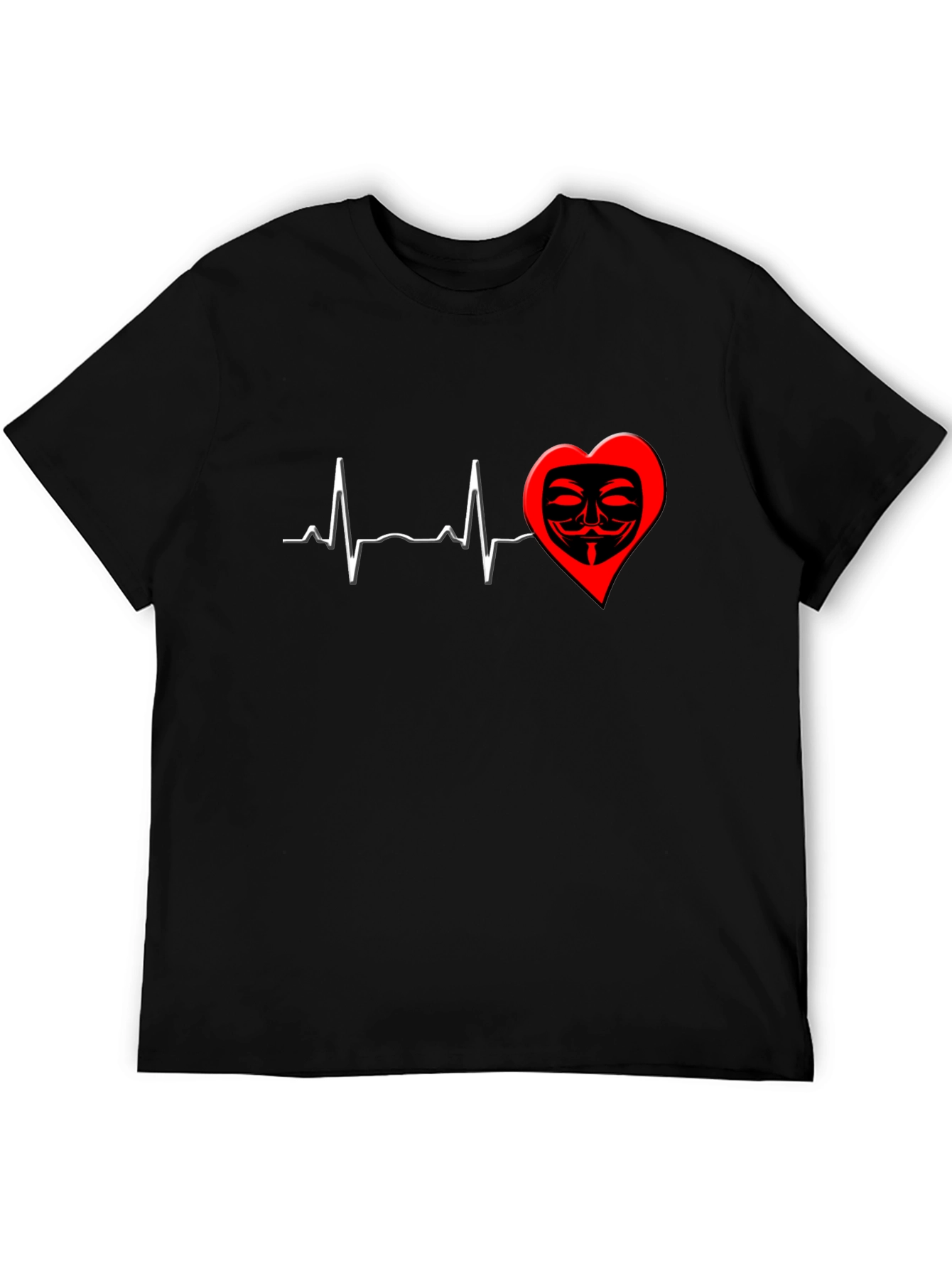 Black Heartbeat Mask Graphic T-Shirt - Black view 5
