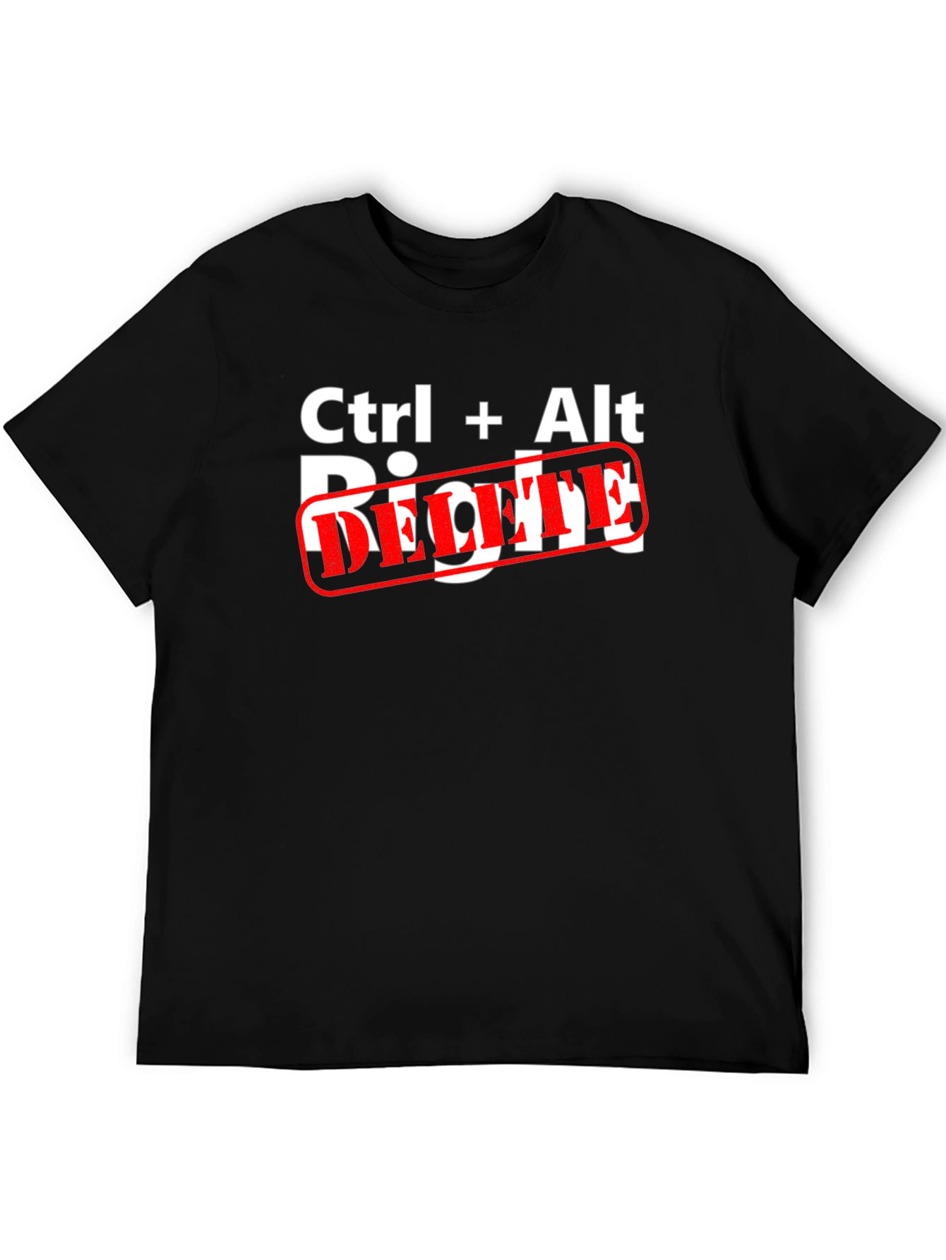 Black Ctrl+Alt Delete Graphic T-Shirt - Black Cotton Blend view 5