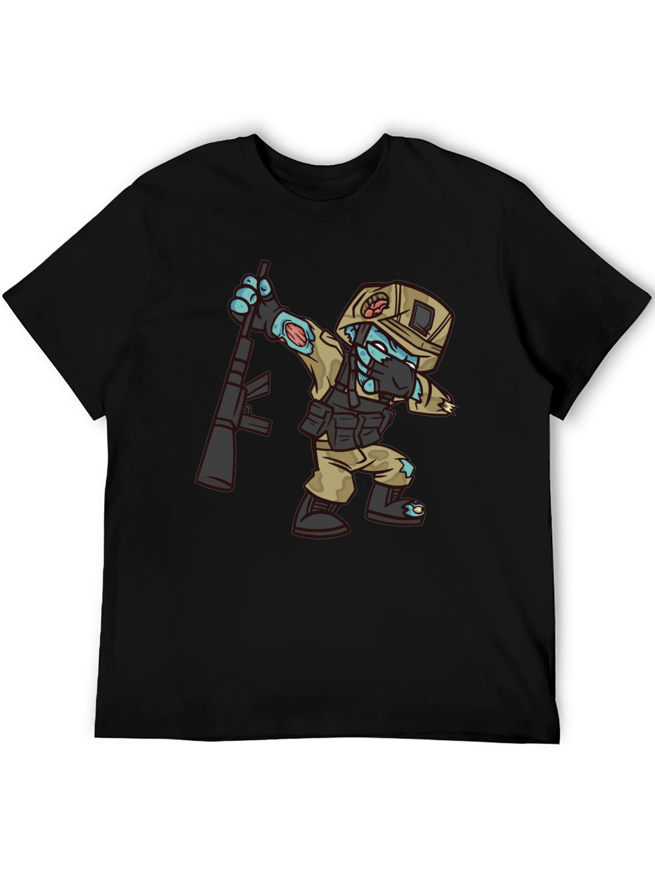 Black Zombie Soldier Dabbing T-Shirt - Funny Graphic Tee view 5