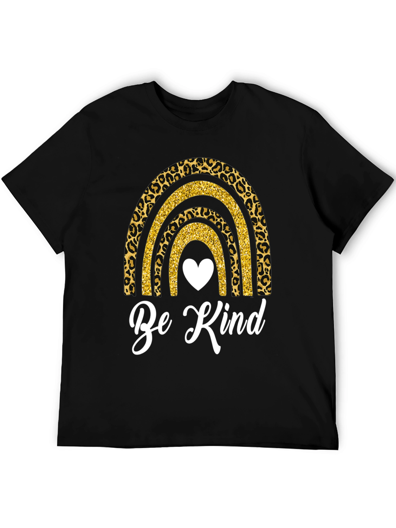 Black Be Kind Rainbow Leopard Print T-Shirt view 5