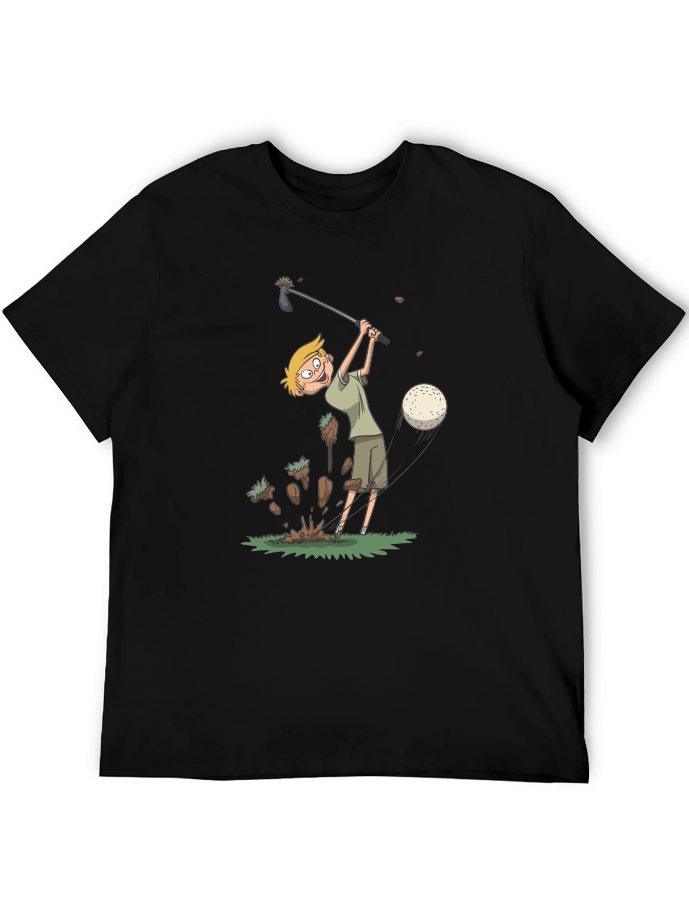 Black Funny Golf Cartoon T-Shirt view 5