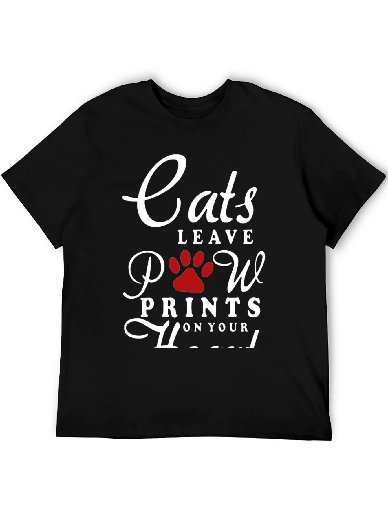 Black Cats Leave Paw Prints T-Shirt - Black Crew Neck Tee view 5