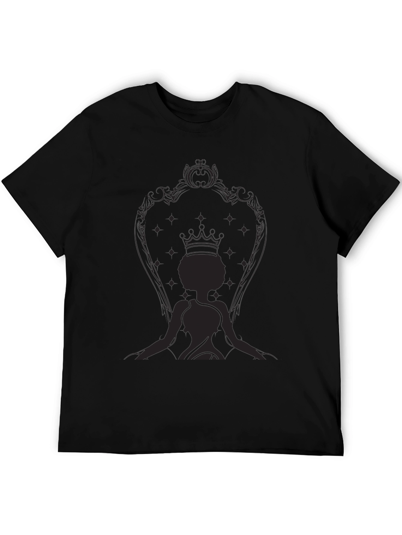 Black Queen on Throne Black Graphic T-Shirt view 5