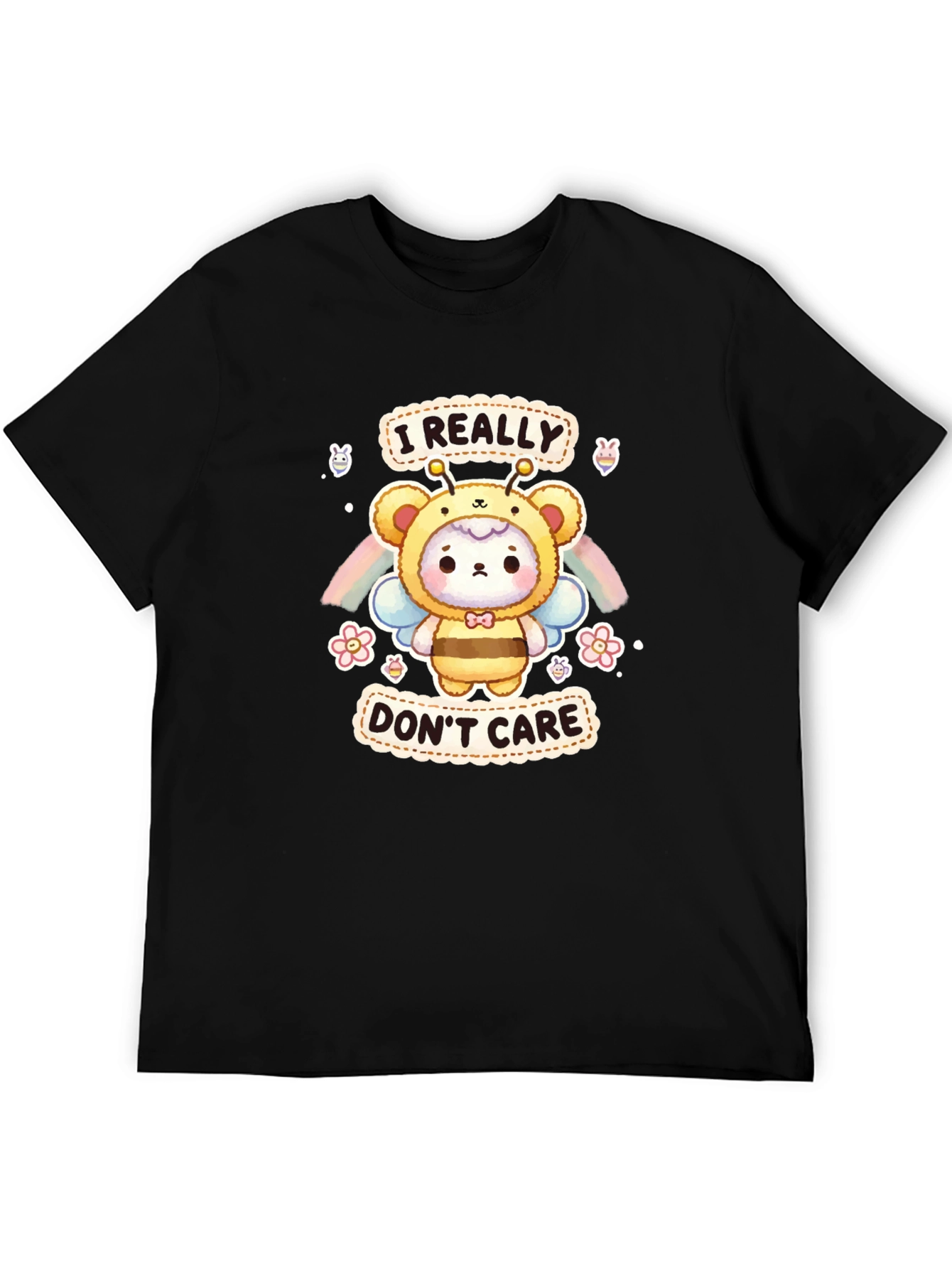 Black I Really Don't Care Bear Bee T-Shirt view 5