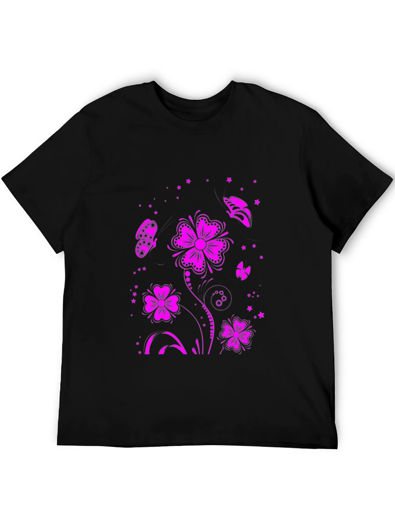 Black Floral Butterfly Graphic Tee - Black view 5