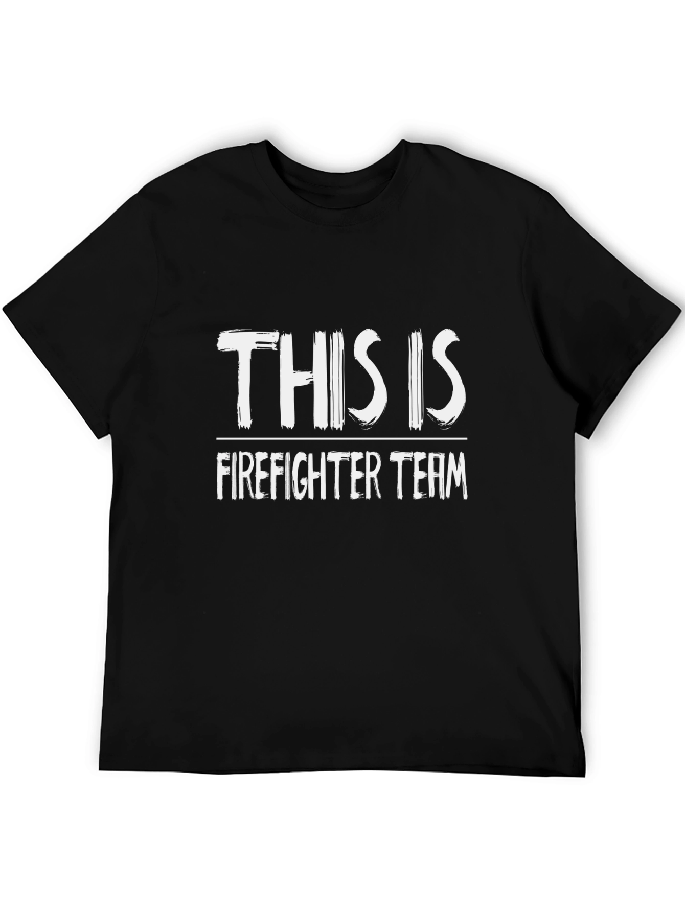 Black Firefighter Team T-Shirt - Black Crew Neck Tee view 5