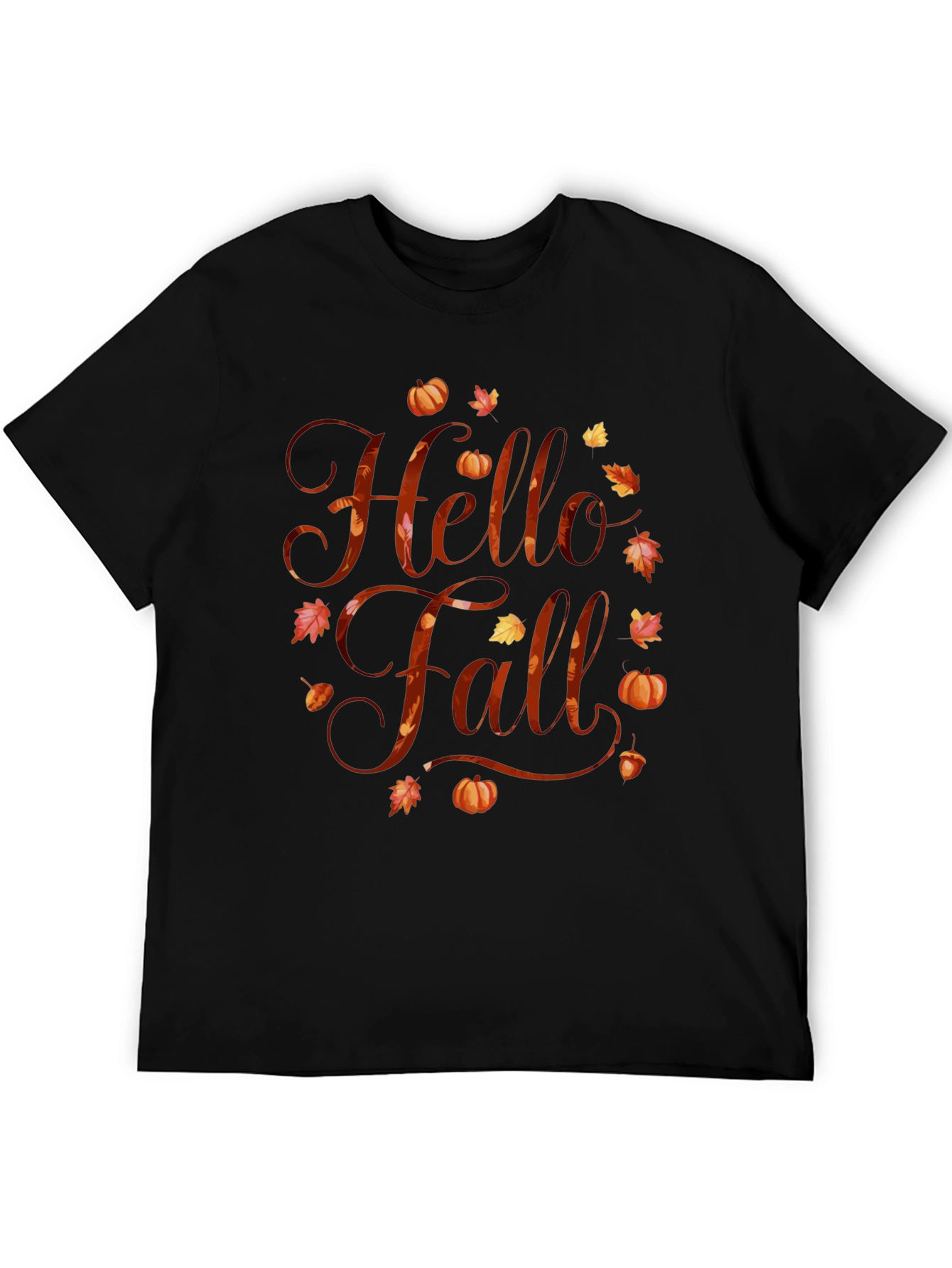 Black Hello Fall Graphic Tee - Autumn Season Shirt view 5