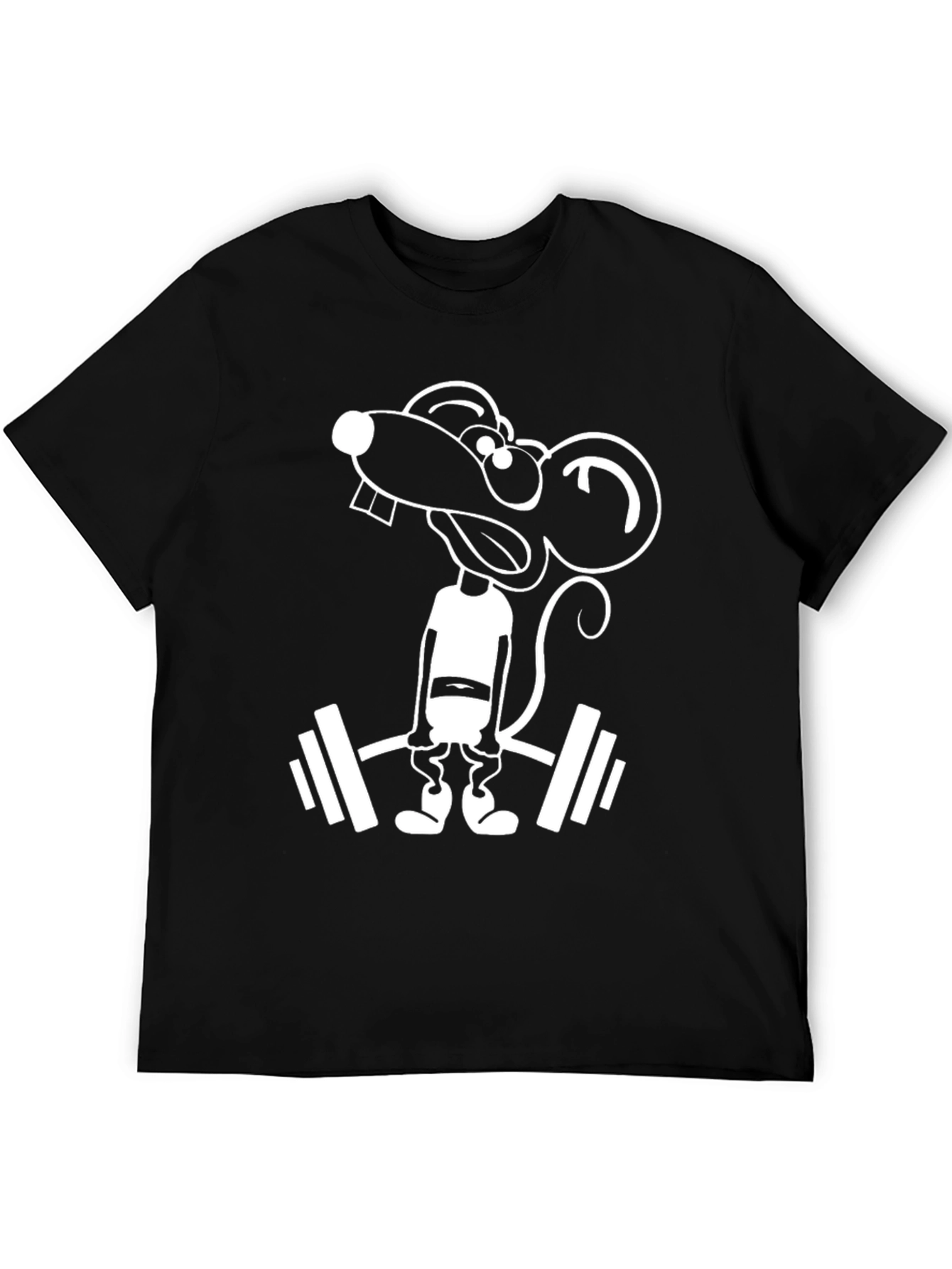 Black Funny Lifting Mouse Graphic T-Shirt view 5