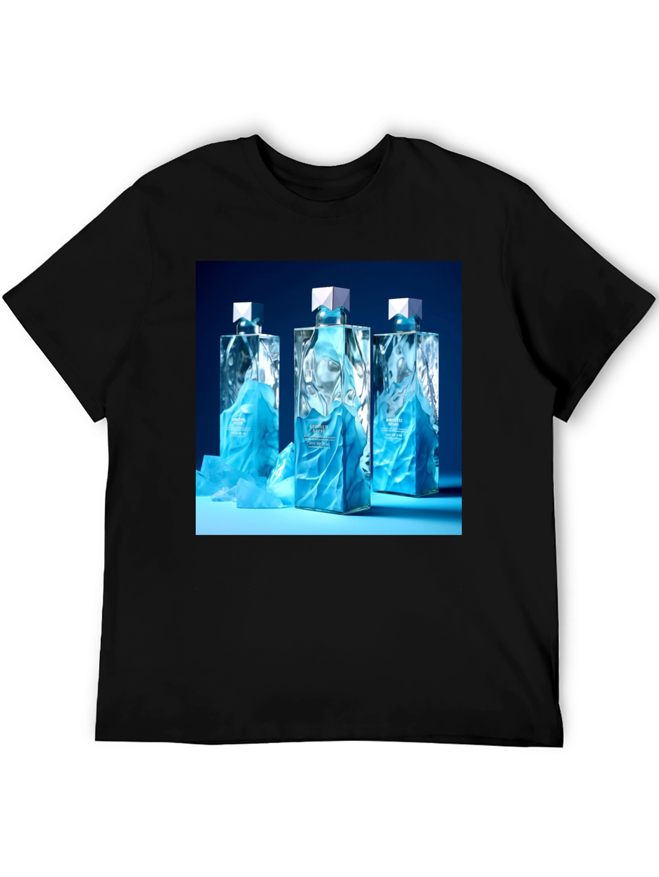 Black Modern Graphic Tee with Designer Perfume Bottles view 5