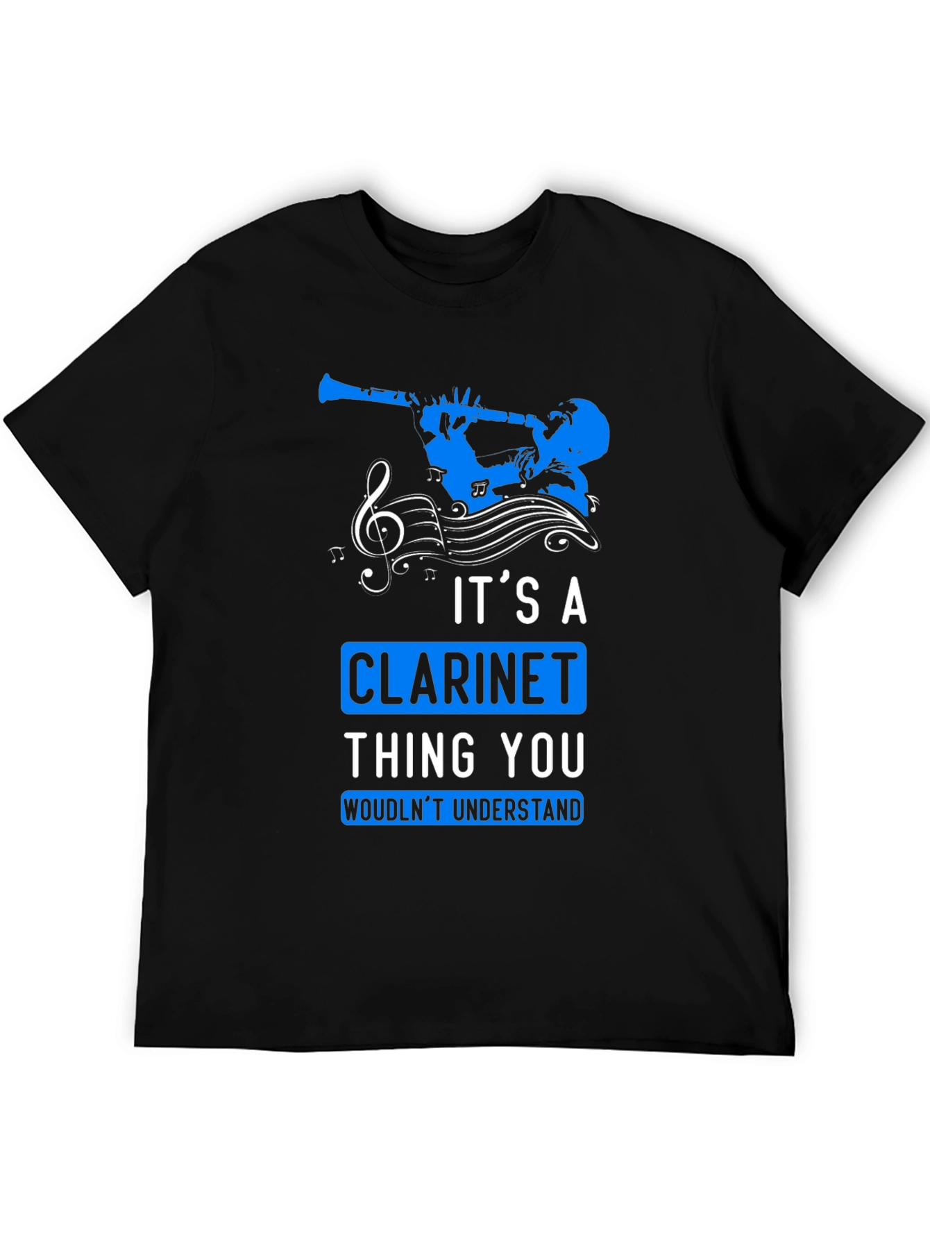 Black Clarinet Lover T-Shirt: It's a Clarinet Thing view 5