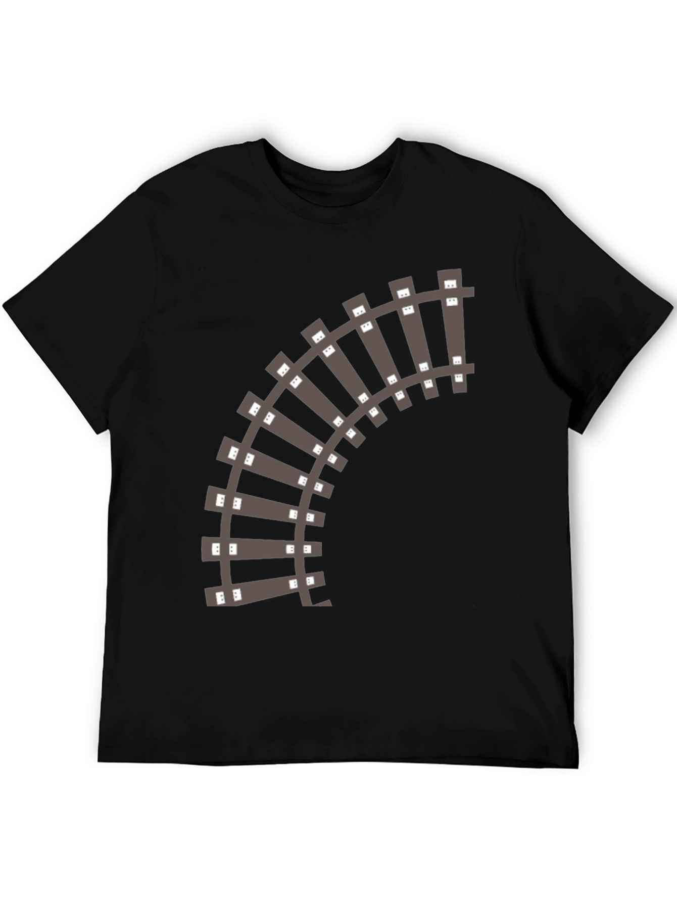 Black Railroad Track Graphic T-Shirt - Black Cotton Tee view 5
