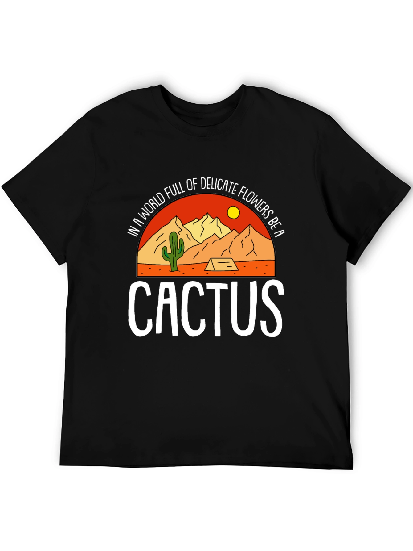 Black Be a Cactus Graphic Tee - Desert Lover's Shirt view 5