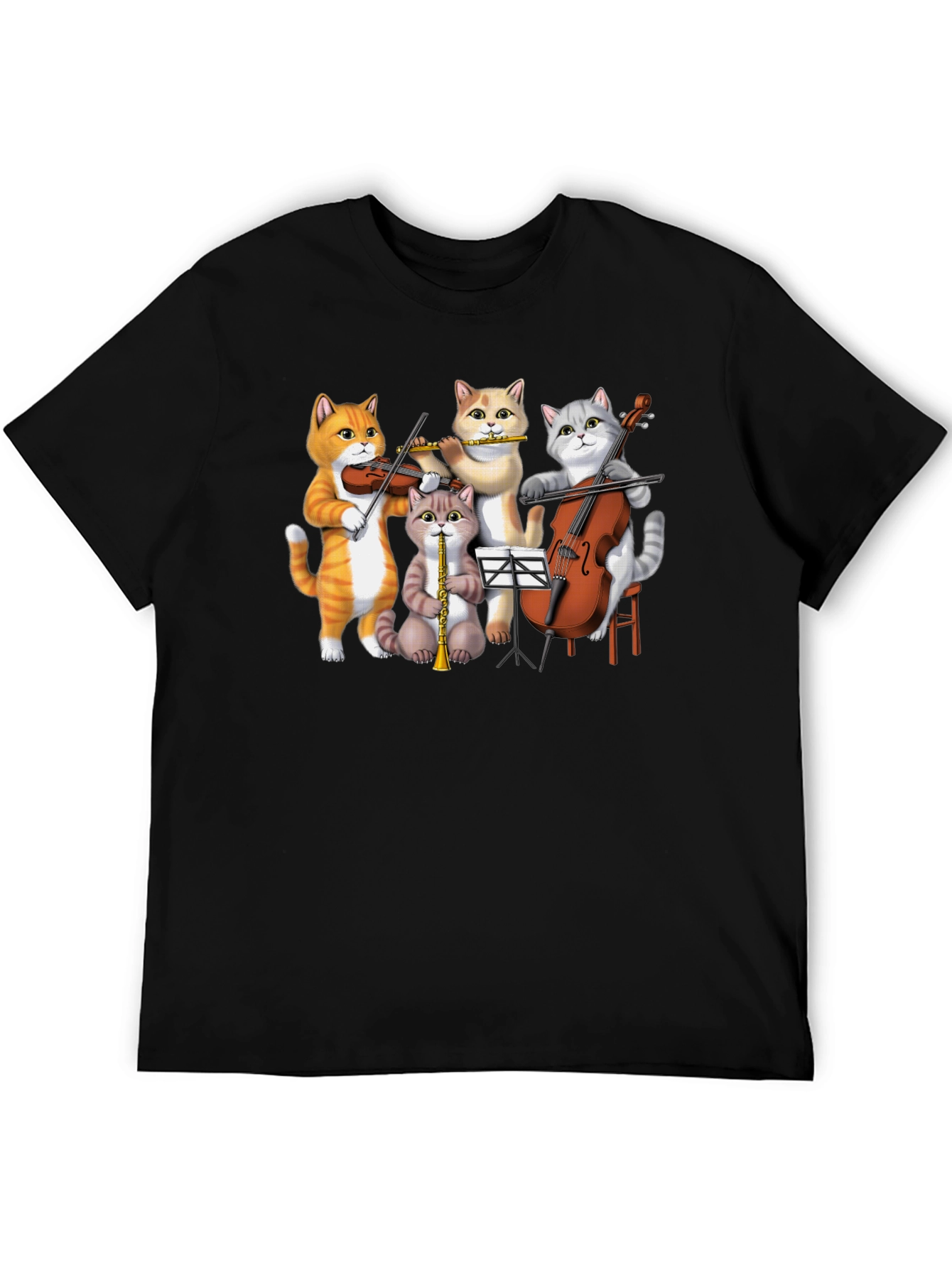 Black Cat Orchestra T-Shirt: Musical Felines Tee view 5