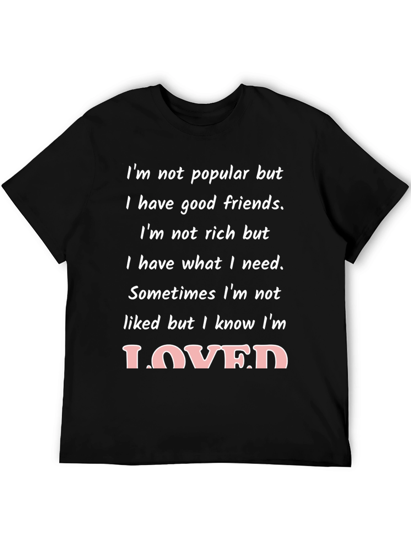 Black I'm Loved Graphic Tee - Positive Message T-Shirt view 5