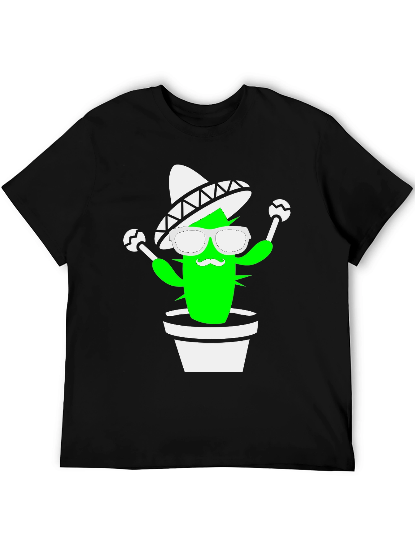 Black Cactus Fiesta Graphic Tee - Black Cotton Shirt view 5