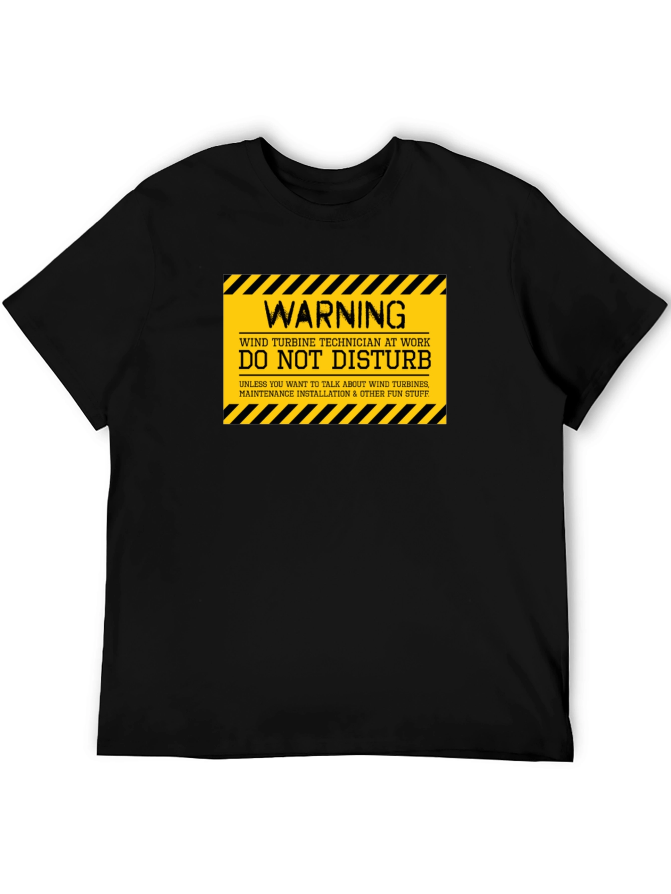 Black Wind Turbine Technician Warning T-Shirt view 5