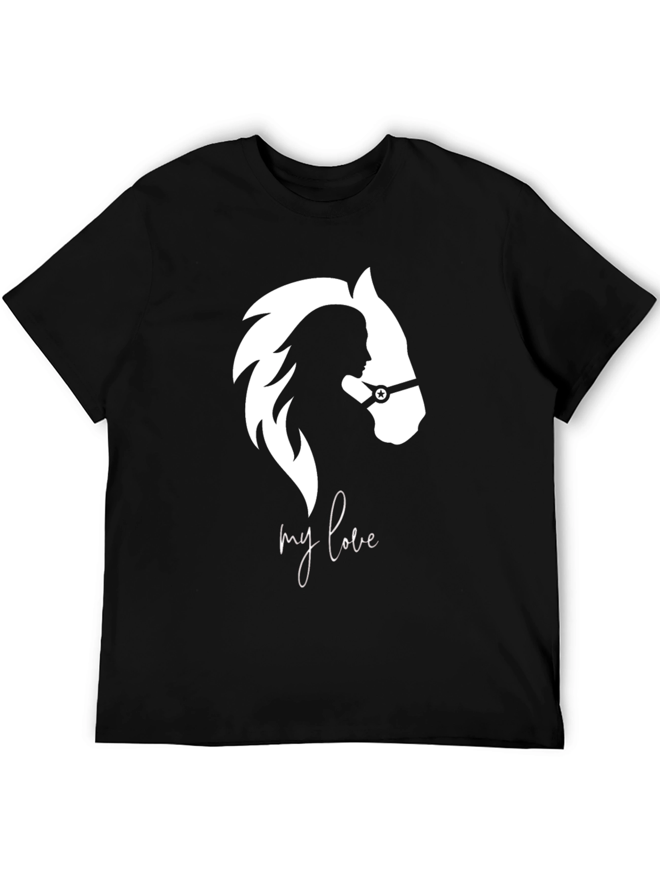 Black My Love Black Graphic Tee - Horse & Rider Design view 5