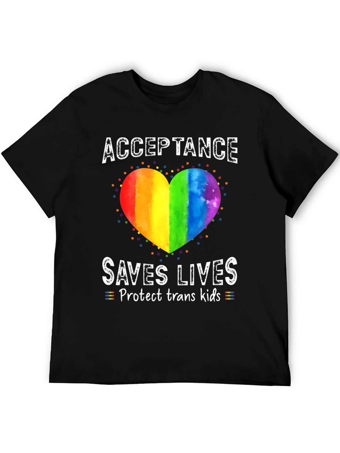 Black Acceptance Saves Lives Rainbow Heart T-Shirt view 5