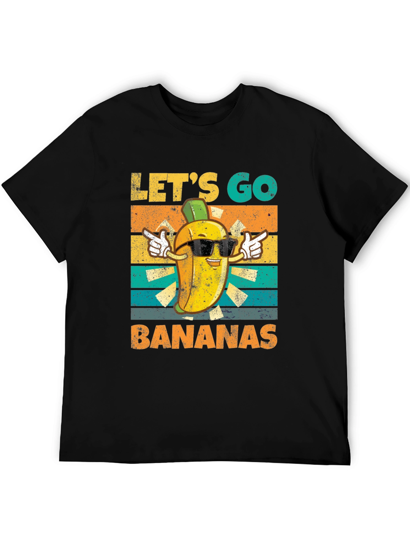 Black Let's Go Bananas T-Shirt, Funny Fruit Design view 5
