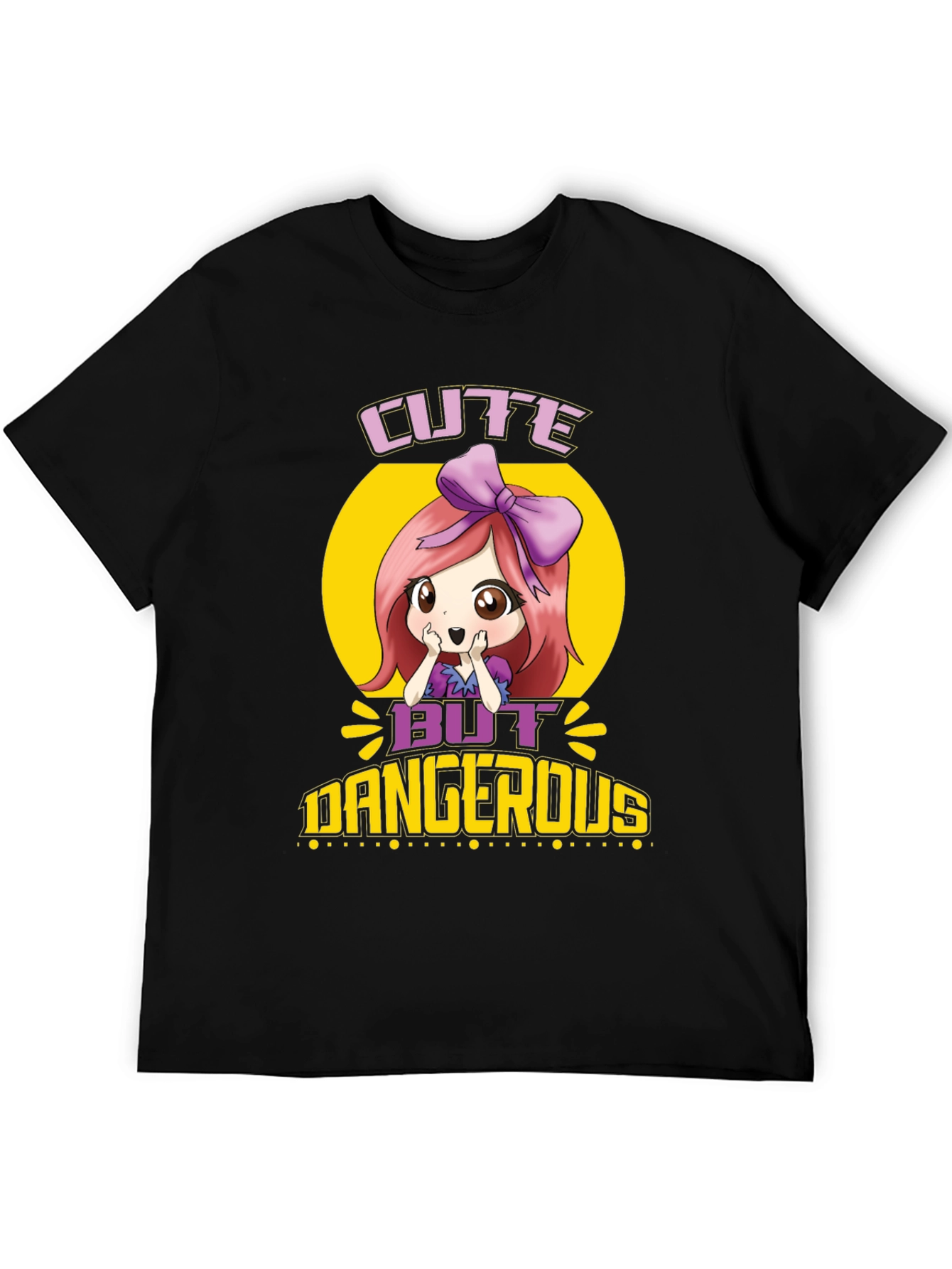 Black Cute But Dangerous Anime T-Shirt view 5