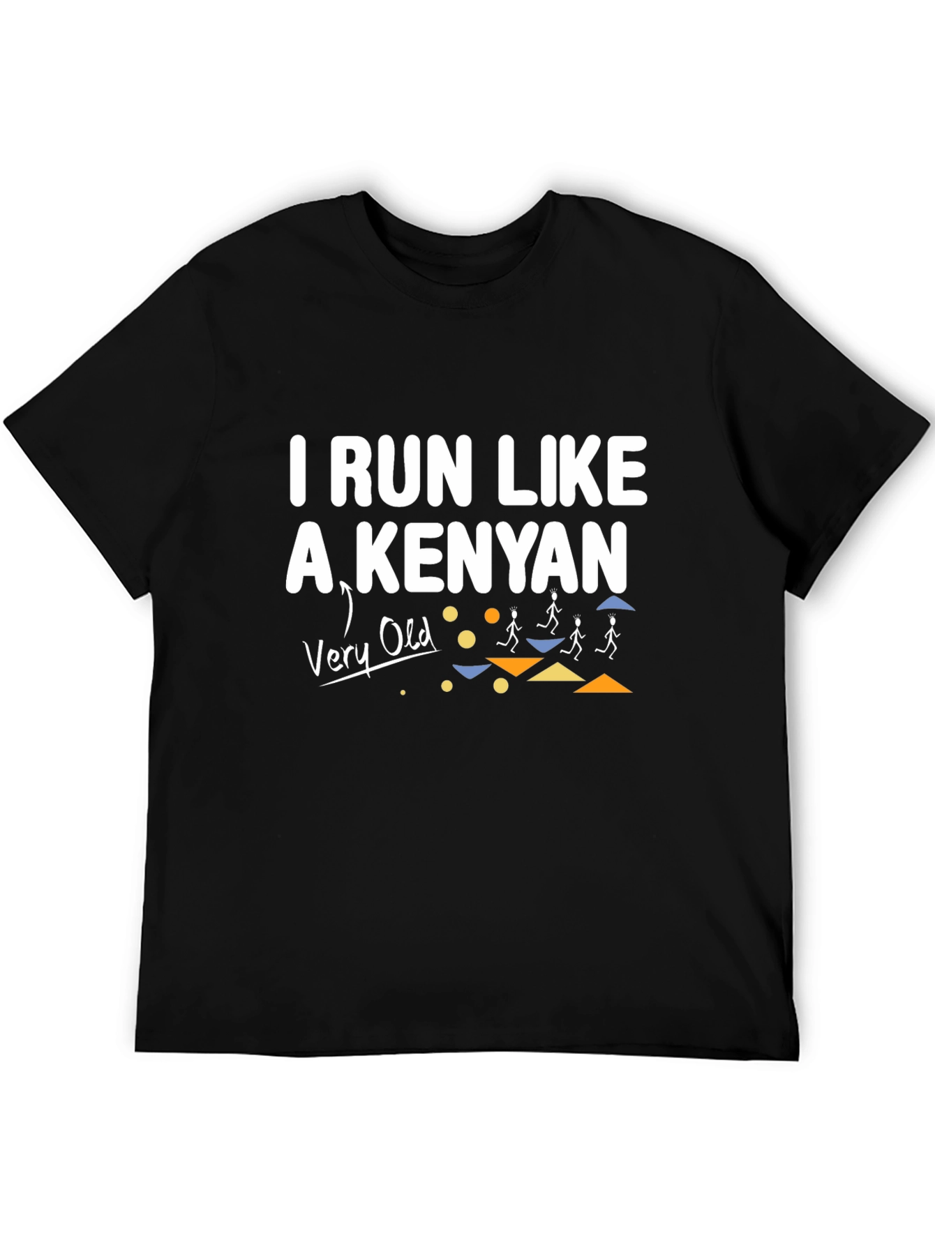 Black Funny Running T-Shirt - "I Run Like A Kenyan (Very Old)" view 5