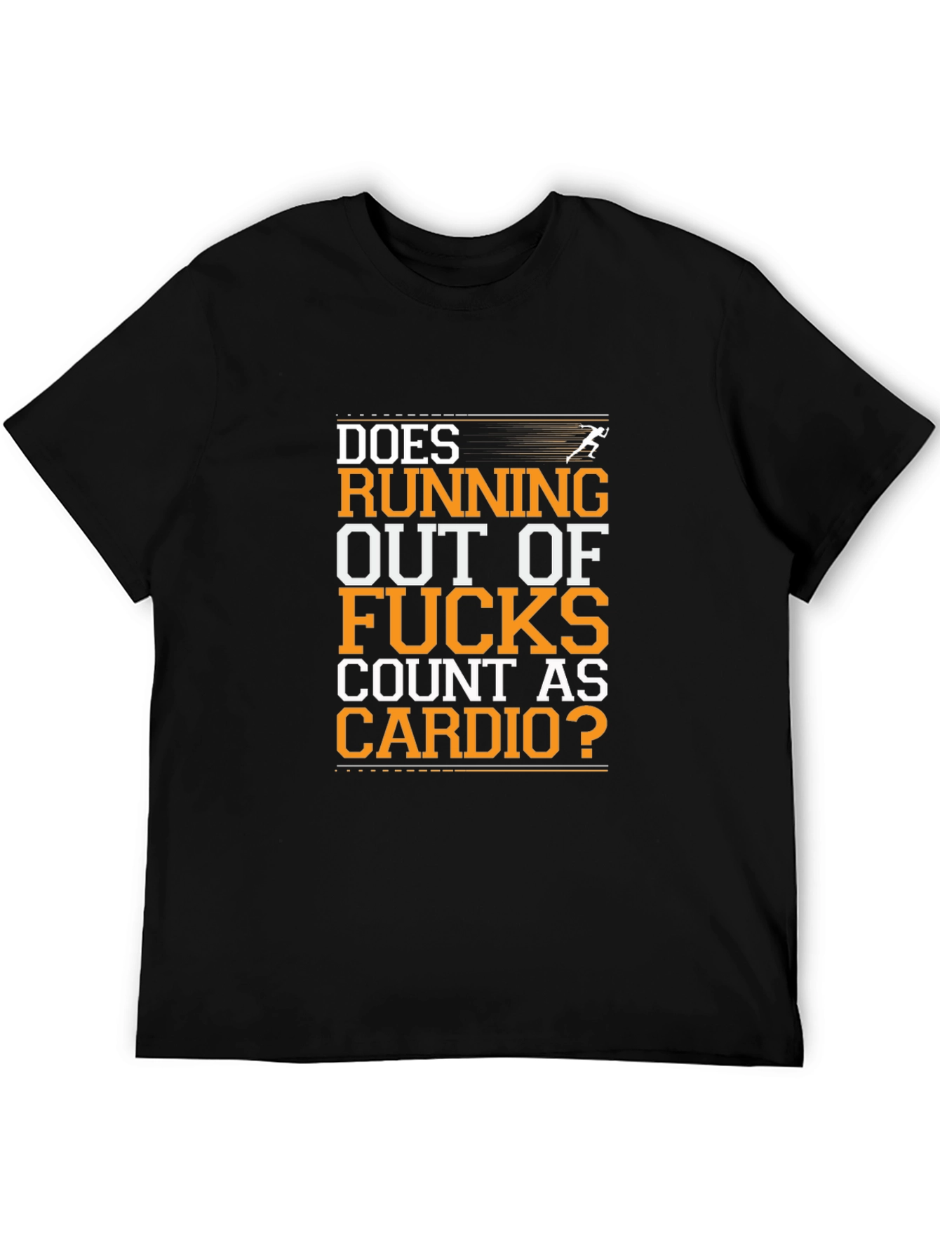 Black Funny Cardio Workout T-Shirt - Running Out Of F*cks view 5
