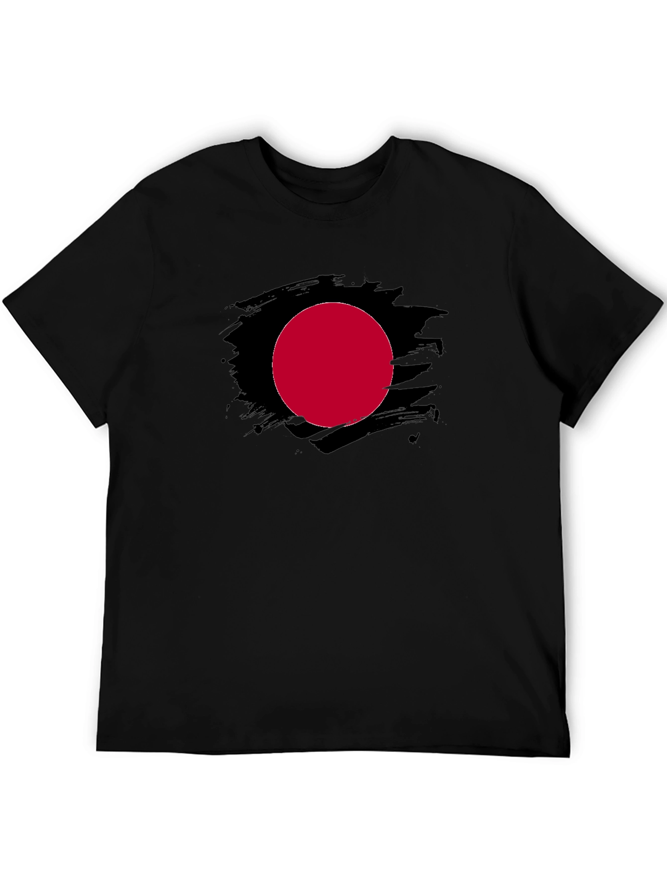 Black Black T-Shirt with Red Circle Design view 5