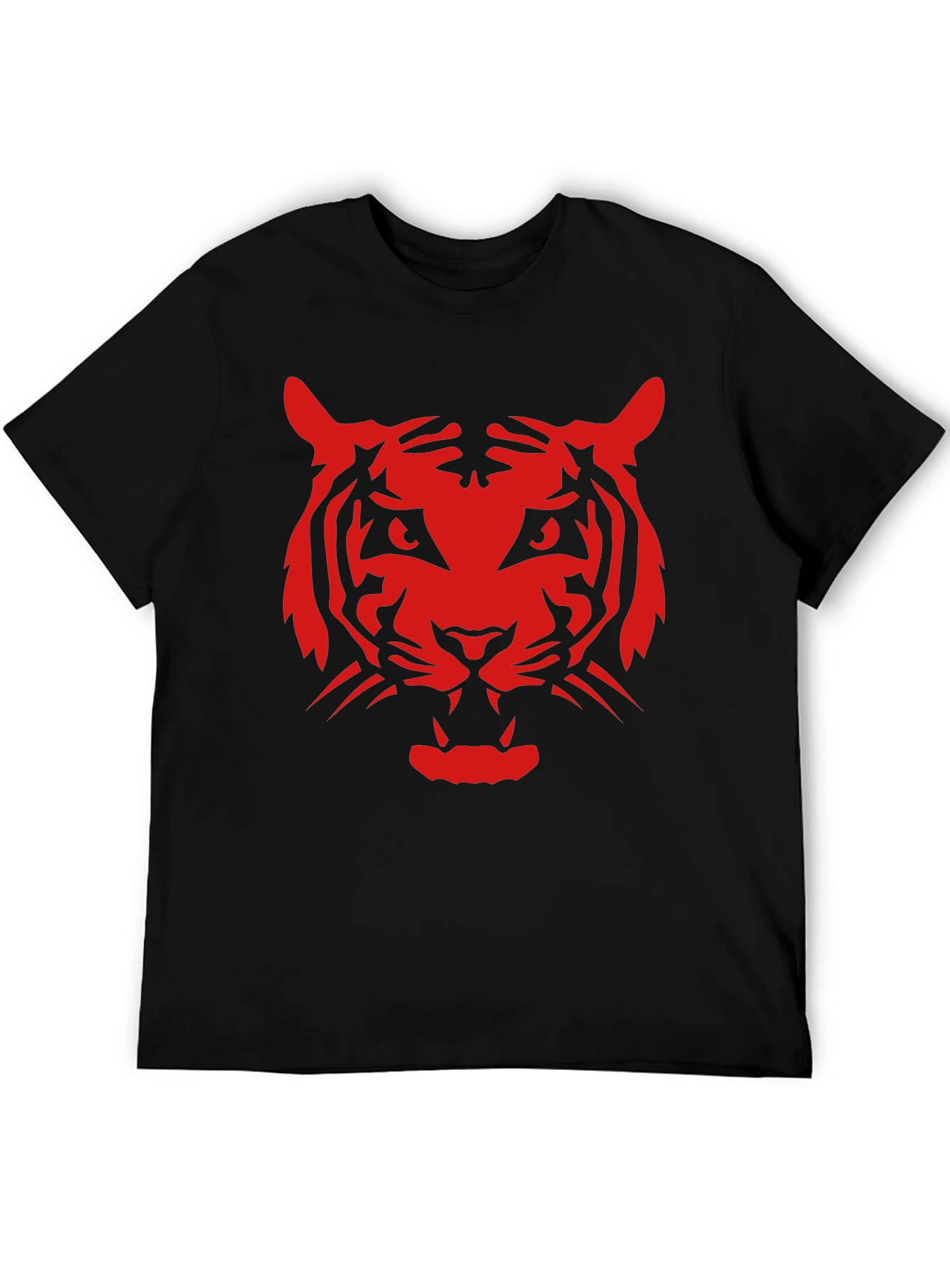 Black Bold Red Tiger Graphic Black T-Shirt view 5