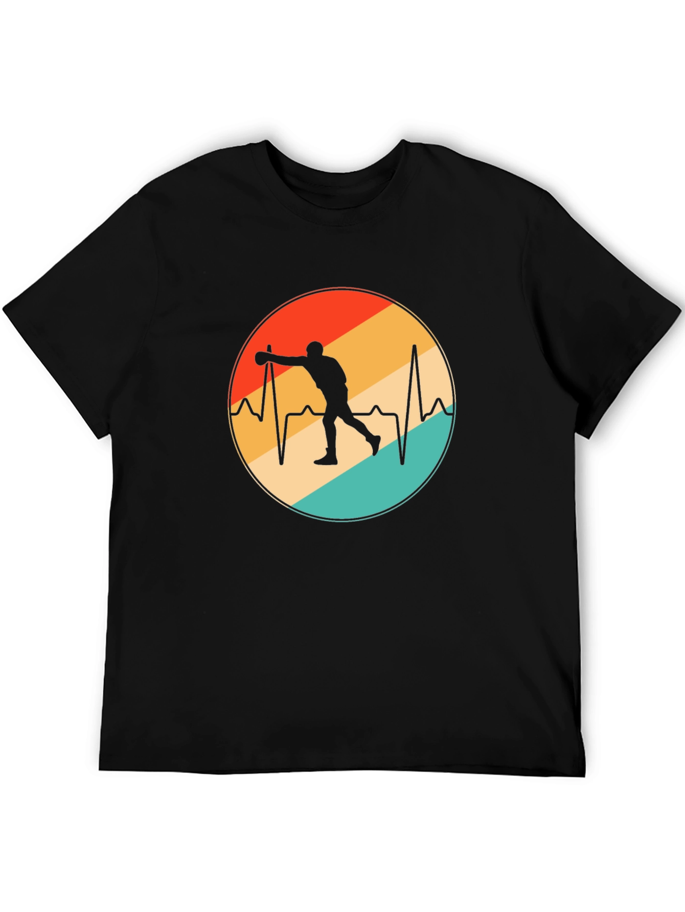 Black Bowling Heartbeat T-Shirt - Retro Design view 5