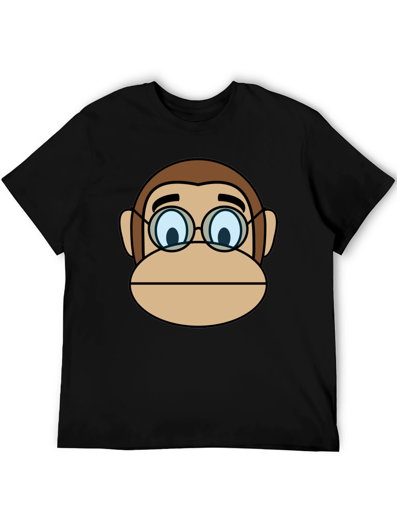 Black Funny Monkey Face T-Shirt with Glasses view 5