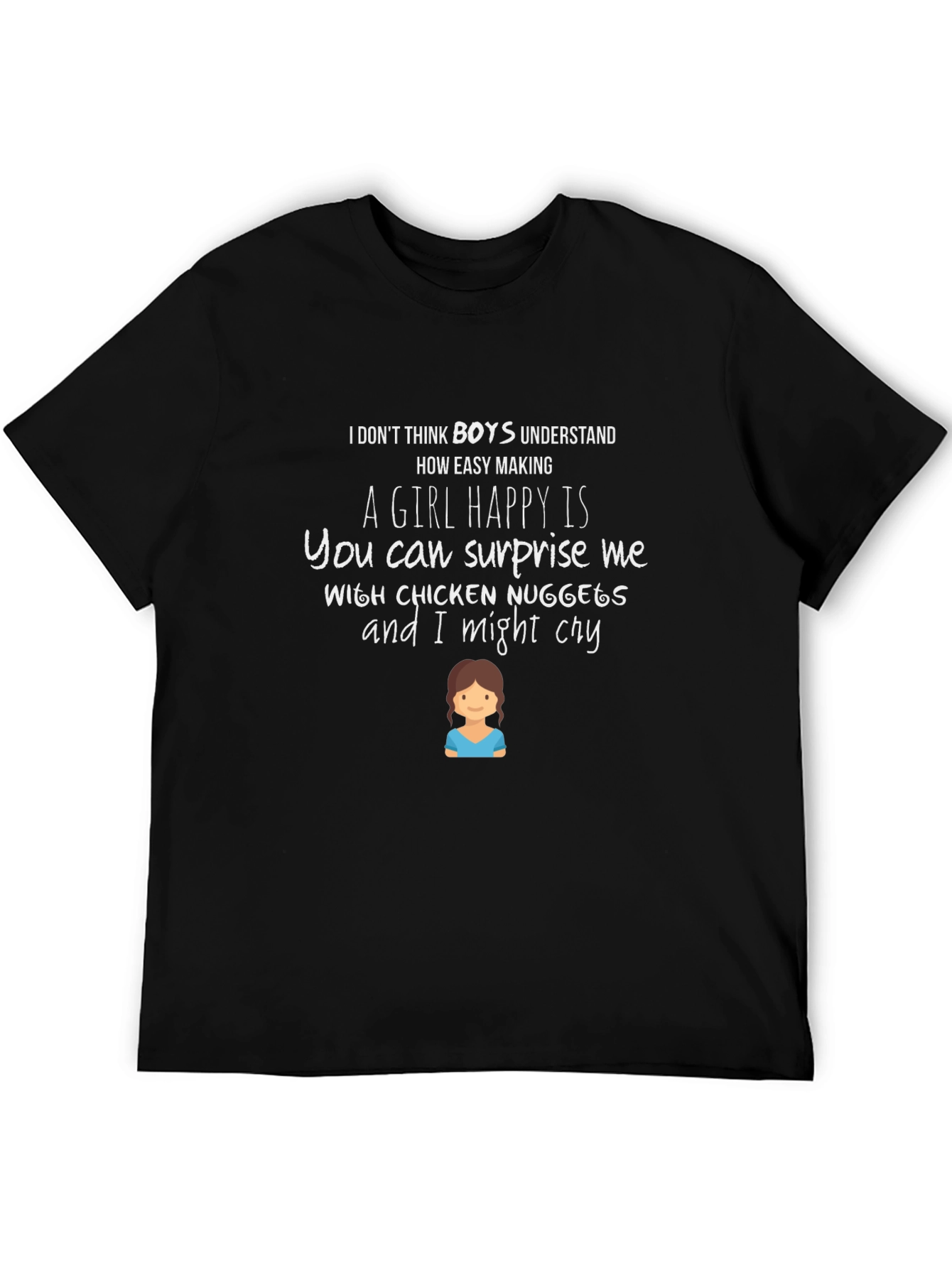 Black Chicken Nugget T-Shirt: A Girl's Happiness view 5