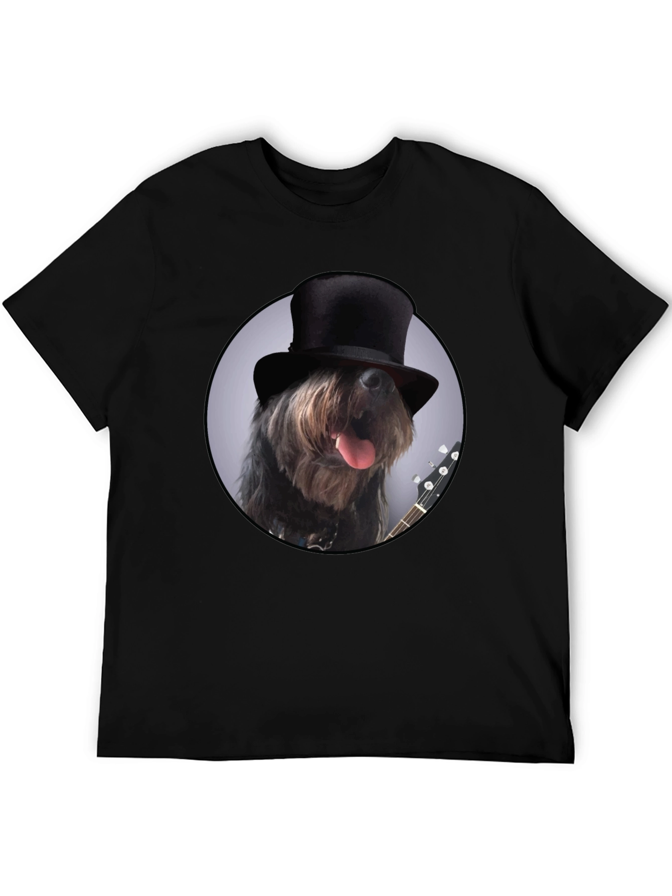 Black Dog in Top Hat Graphic T-Shirt view 5