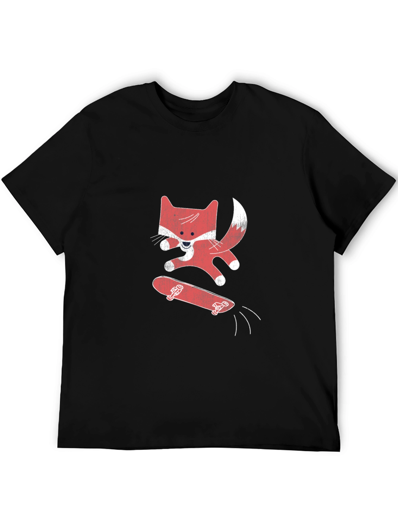 Black Skateboarding Fox Graphic Tee - Black Cotton Shirt view 5