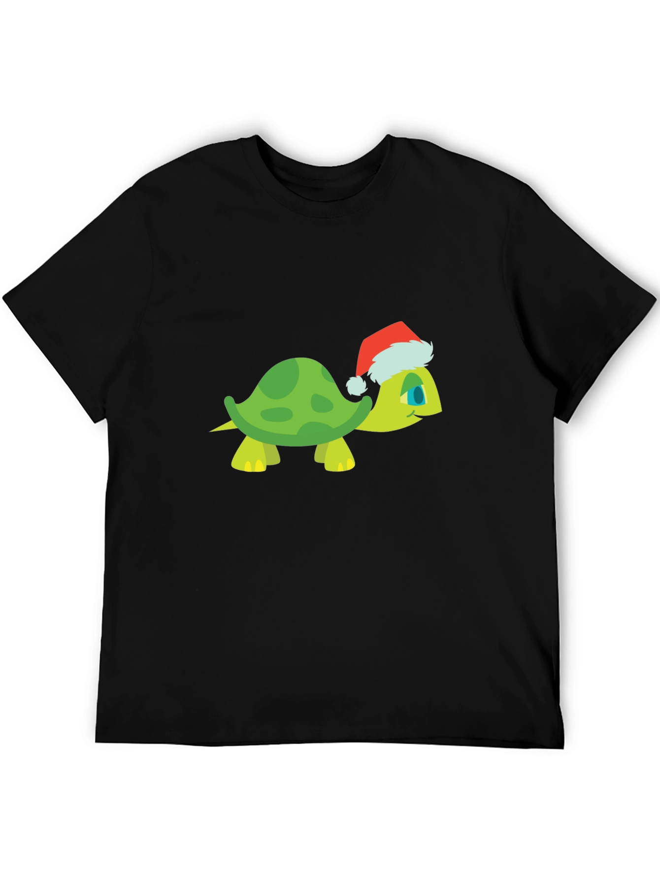 Black Turtle Santa Hat Black T-Shirt view 5